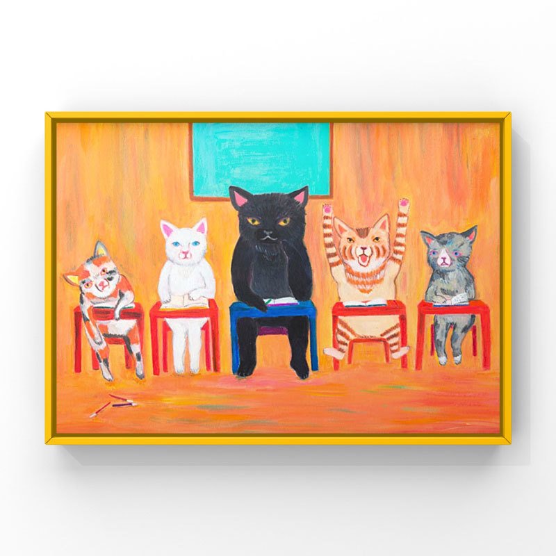今日、8月8日は「世界猫の日」  これはネコの出てくるお話をテーマにした展示に参加したときの絵。 お話は宮沢賢治「猫の事務所」 猫の事務所員さんのそれぞれの性格を表現できたらと思いながら楽しく描きました。お話の内容はなかなか考えさせられる内容。私はどの事務所員タイプかな。気になる方は是非お読みください。