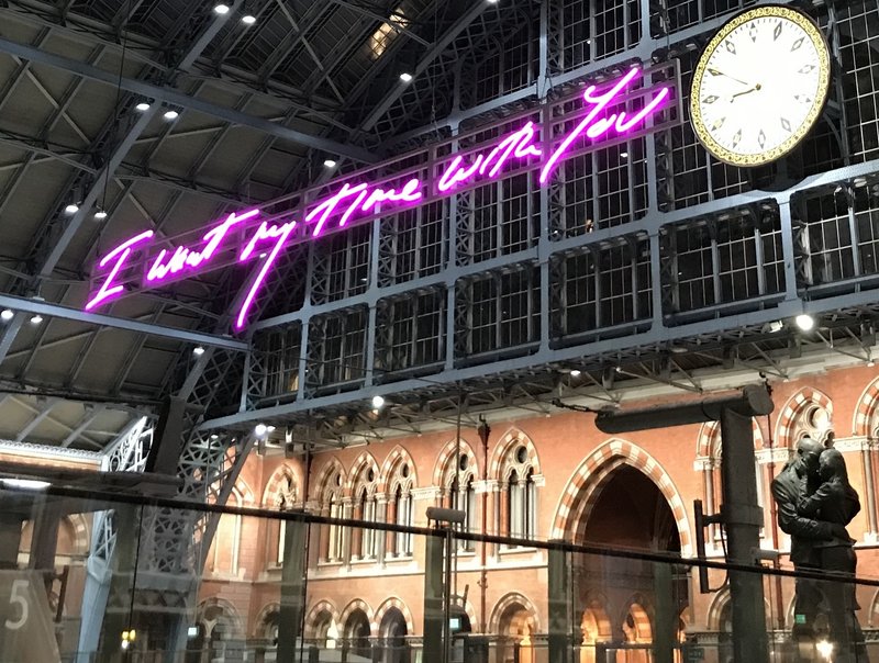 “I want my time with you” inside Kings Cross - St Pancras station, London