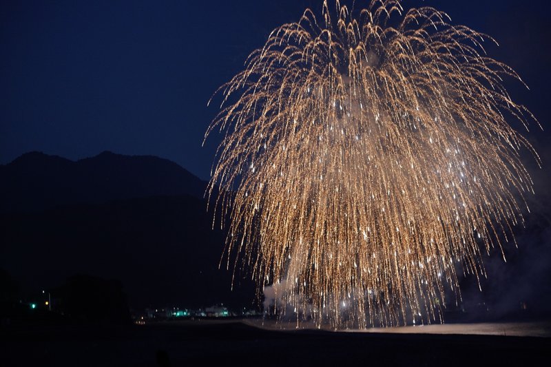 熊野の大規模な花火大会は中止となったが、集落ごとに初盆の御霊を海に送った後、一連の儀式の締めくくりとして、10分間くらい、花火が打ち上げられた。集まった住民数十人くらいのために、七里ヶ浜の夜空に咲いた光のアート。今までで一番、贅沢で、濃厚で、心に染みる花火だった。