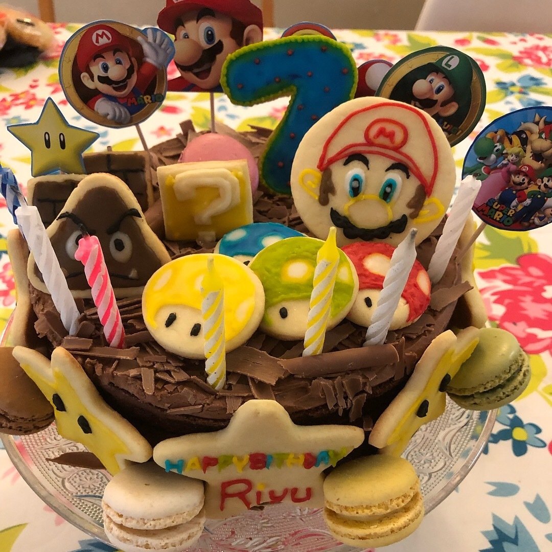 マリオ誕生日ケーキ モンブラン Note