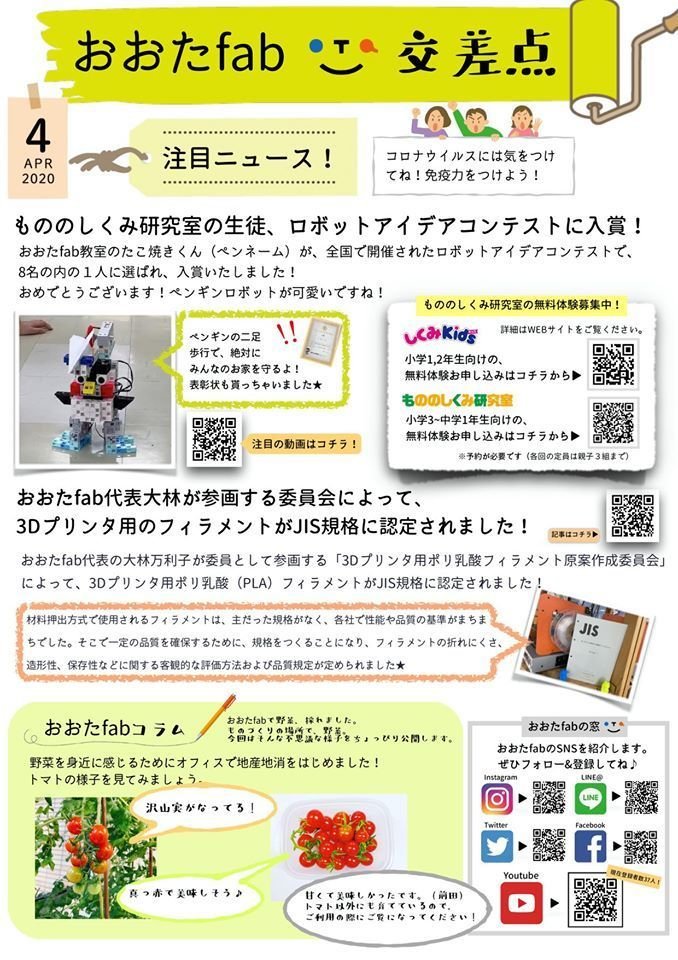 蒲田コワーキングスペース おおたfab交差点年4月号 コワーキングスペース店長日記 Note