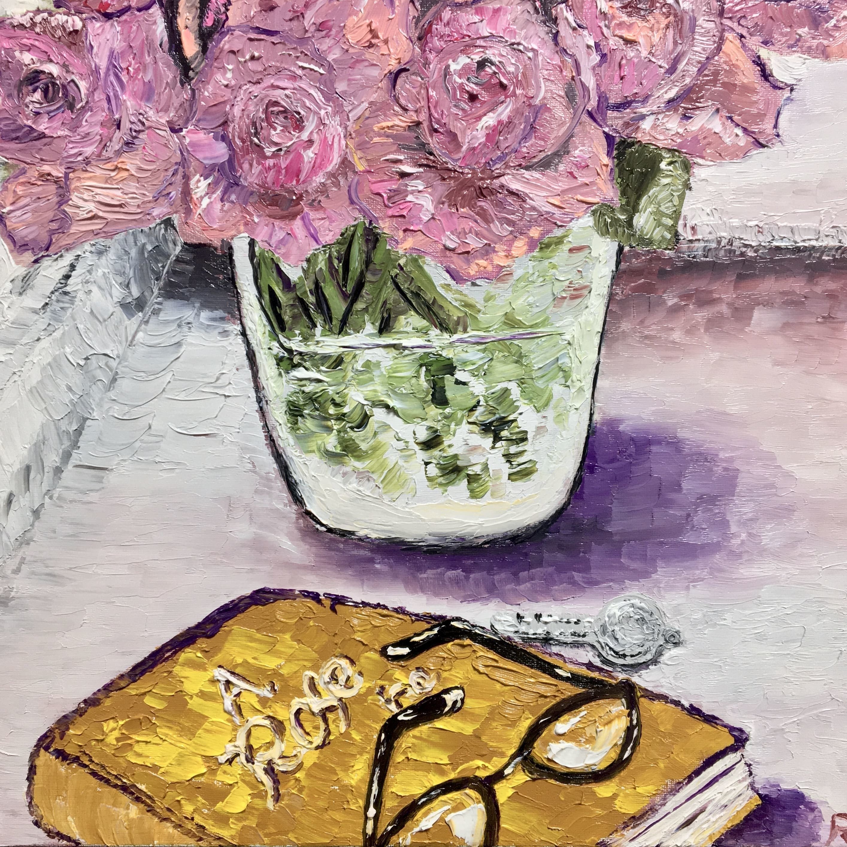 油絵「窓辺のバラ」|芸術 絵画｜雨星立夏 Rikka Amahoshi / 絵画