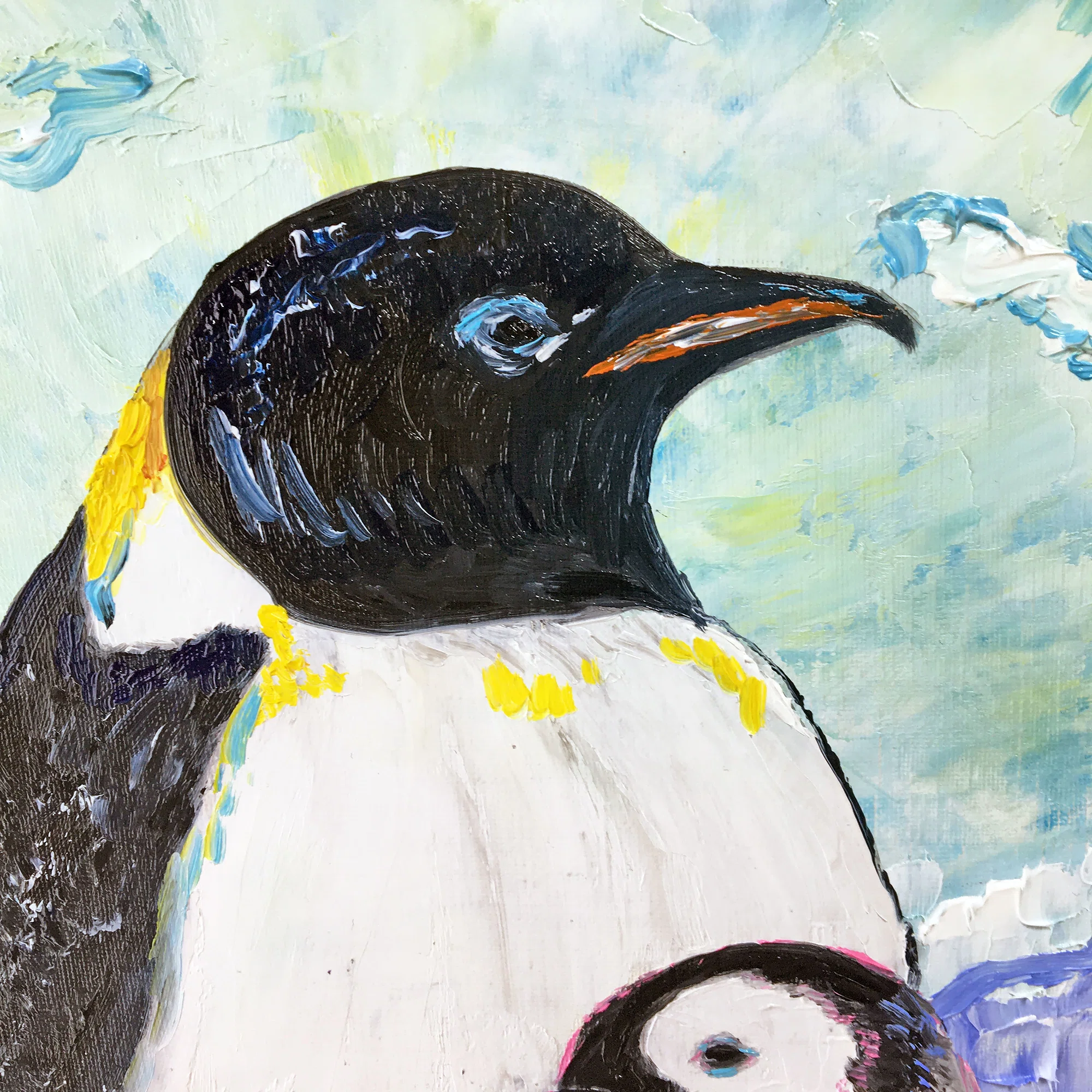 油絵「皇帝ペンギン」｜芸術 絵画｜雨星立夏 Rikka Amahoshi / 絵画