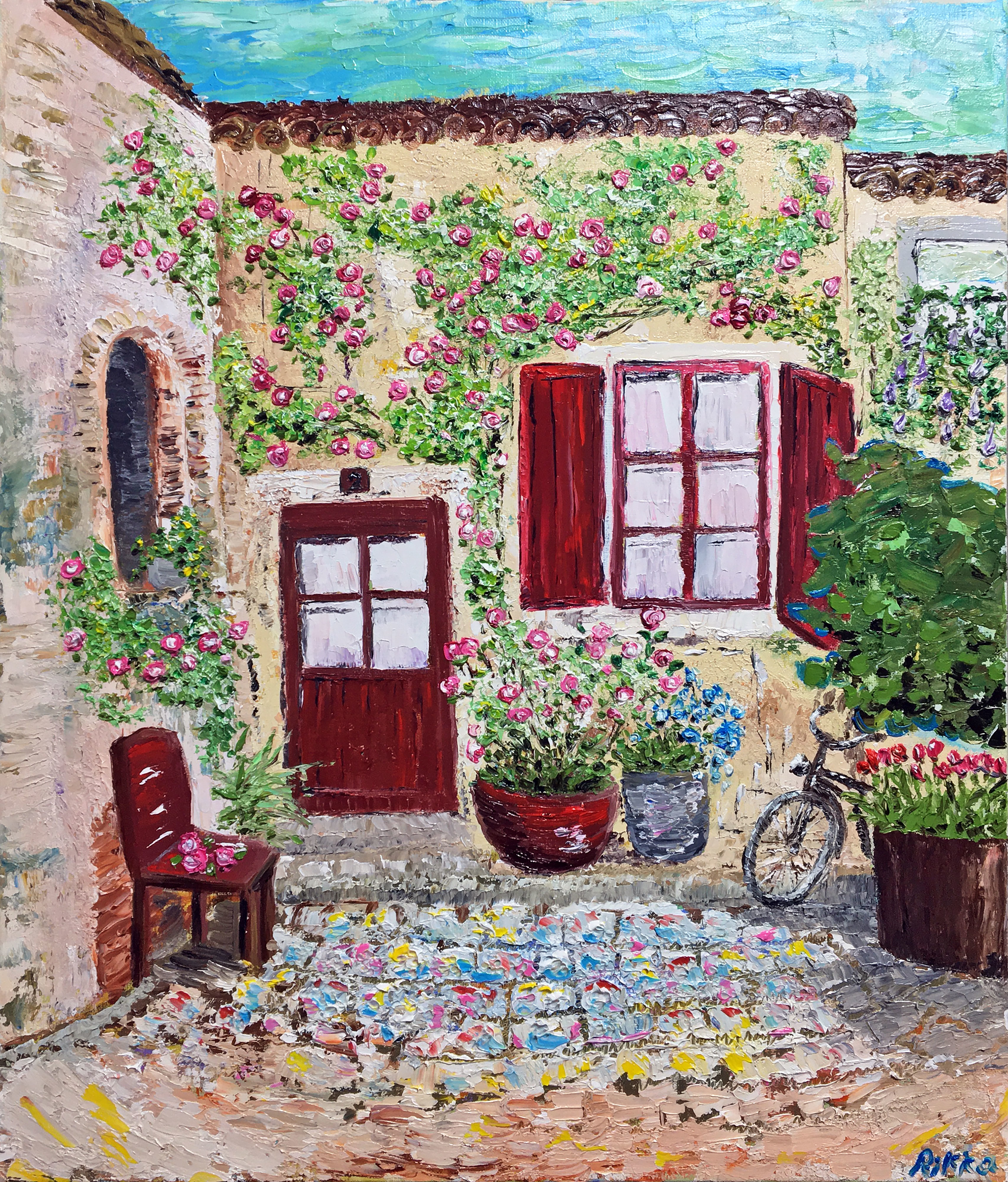 保障できる】 真作】絵画油彩風景画厚塗りのタッチで描く都市の