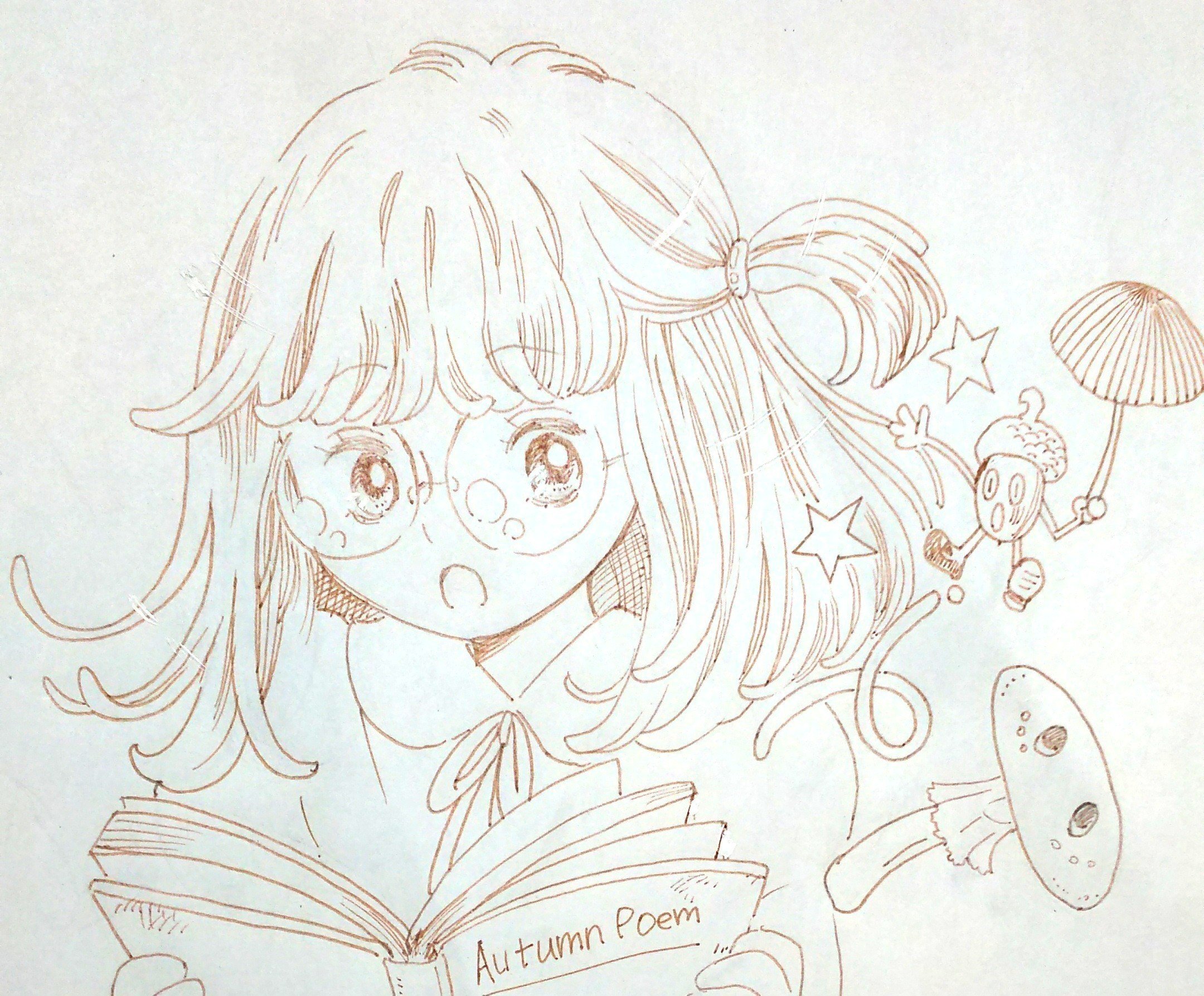 昭和の少女漫画風絵 Autumn Poem 阿北ボタン Note