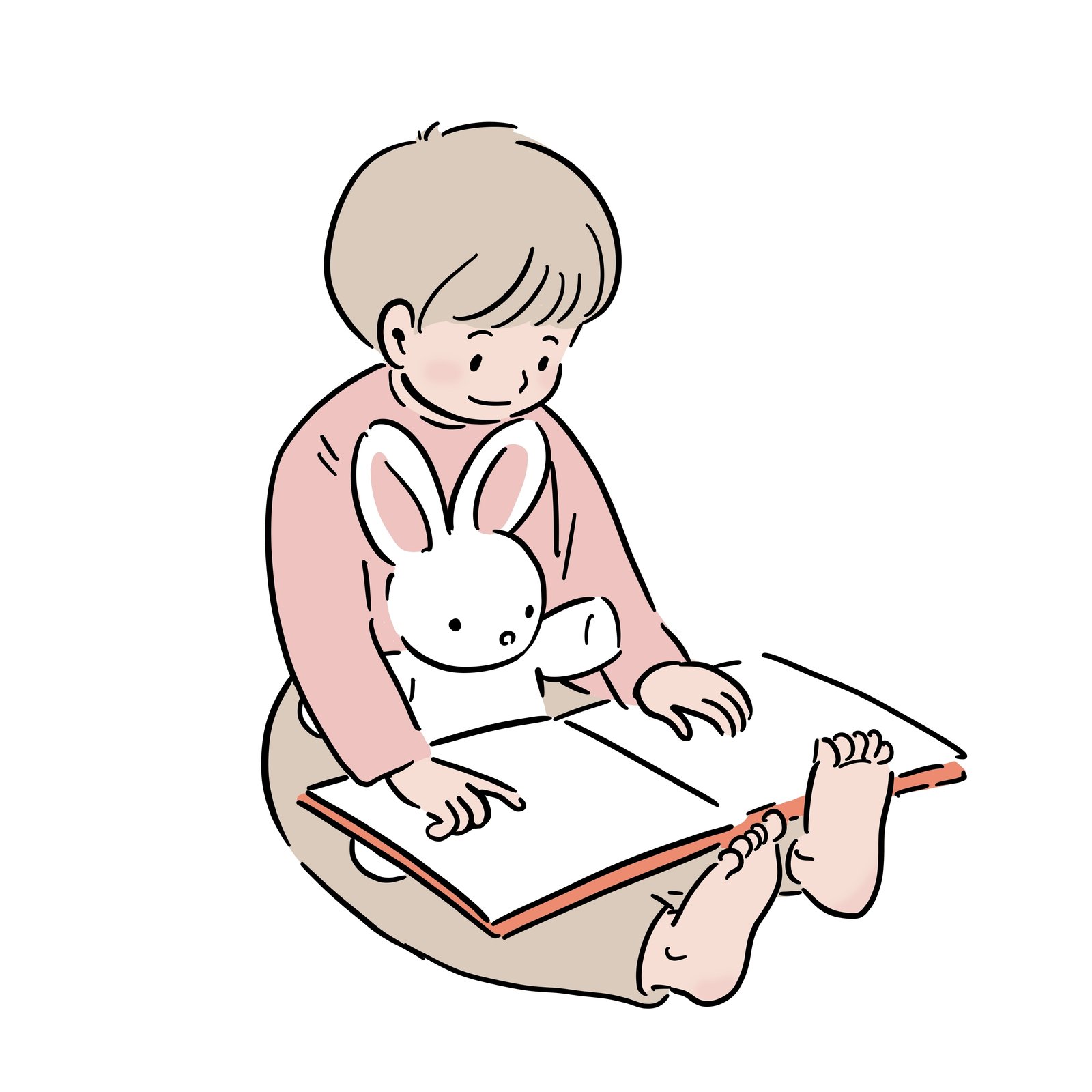 イラスト ぬいぐるみに絵本を読んであげる子ども Rmia Note
