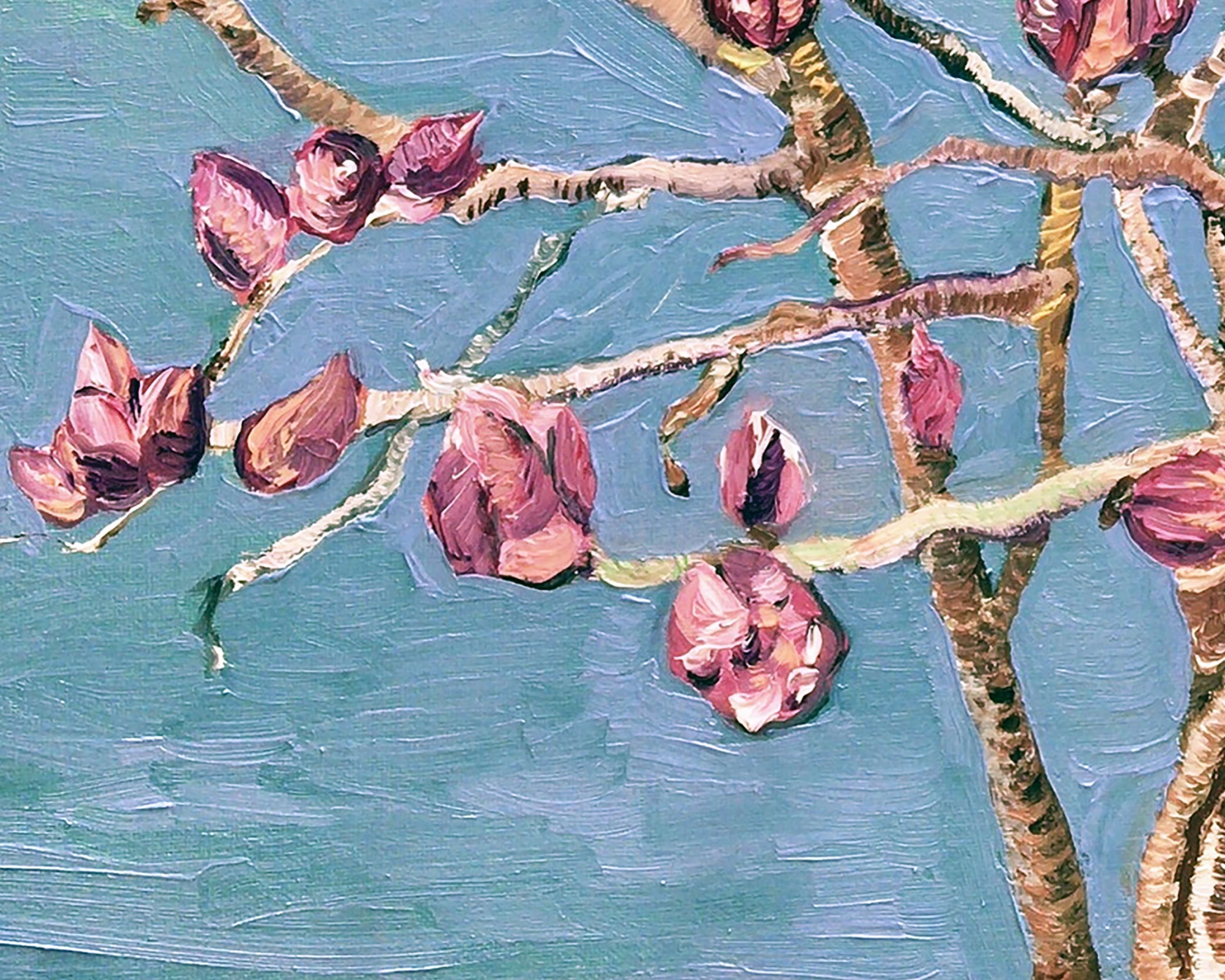 油彩画「木蓮のつぼみ」を描きました|芸術 絵画｜雨星立夏 Rikka