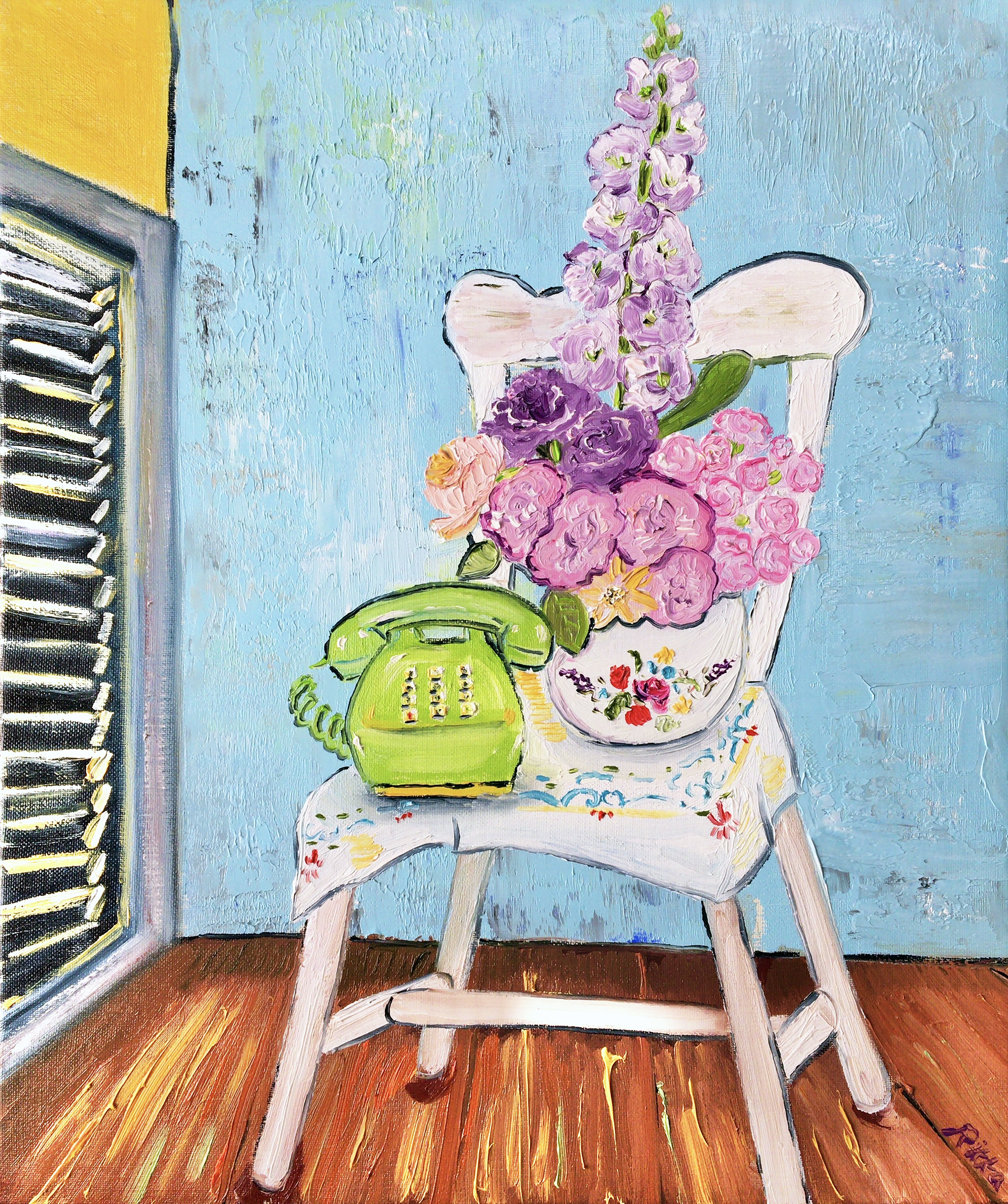 絵画 油絵F8 庭の花