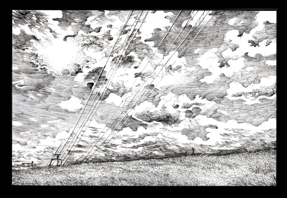 冬晴れ 河原の鉄塔 梅熊大介 Note