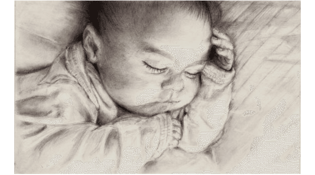 眠っている赤ちゃん 鉛筆画 なずな ペン画 鉛筆画 Note