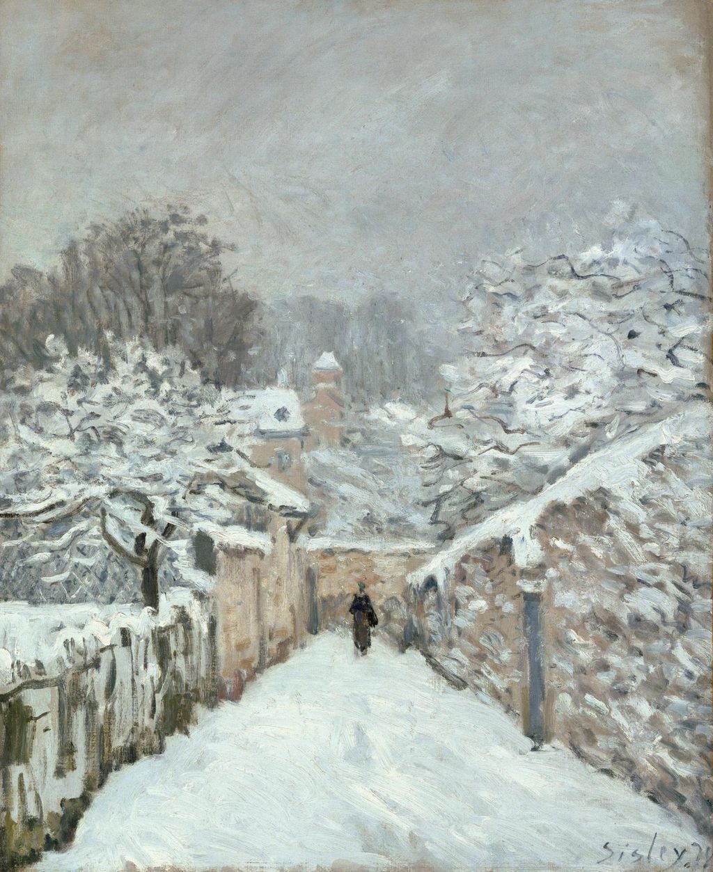 アルフレッド・シスレー《ルーヴシエンヌの雪》1878年 雪の絵画