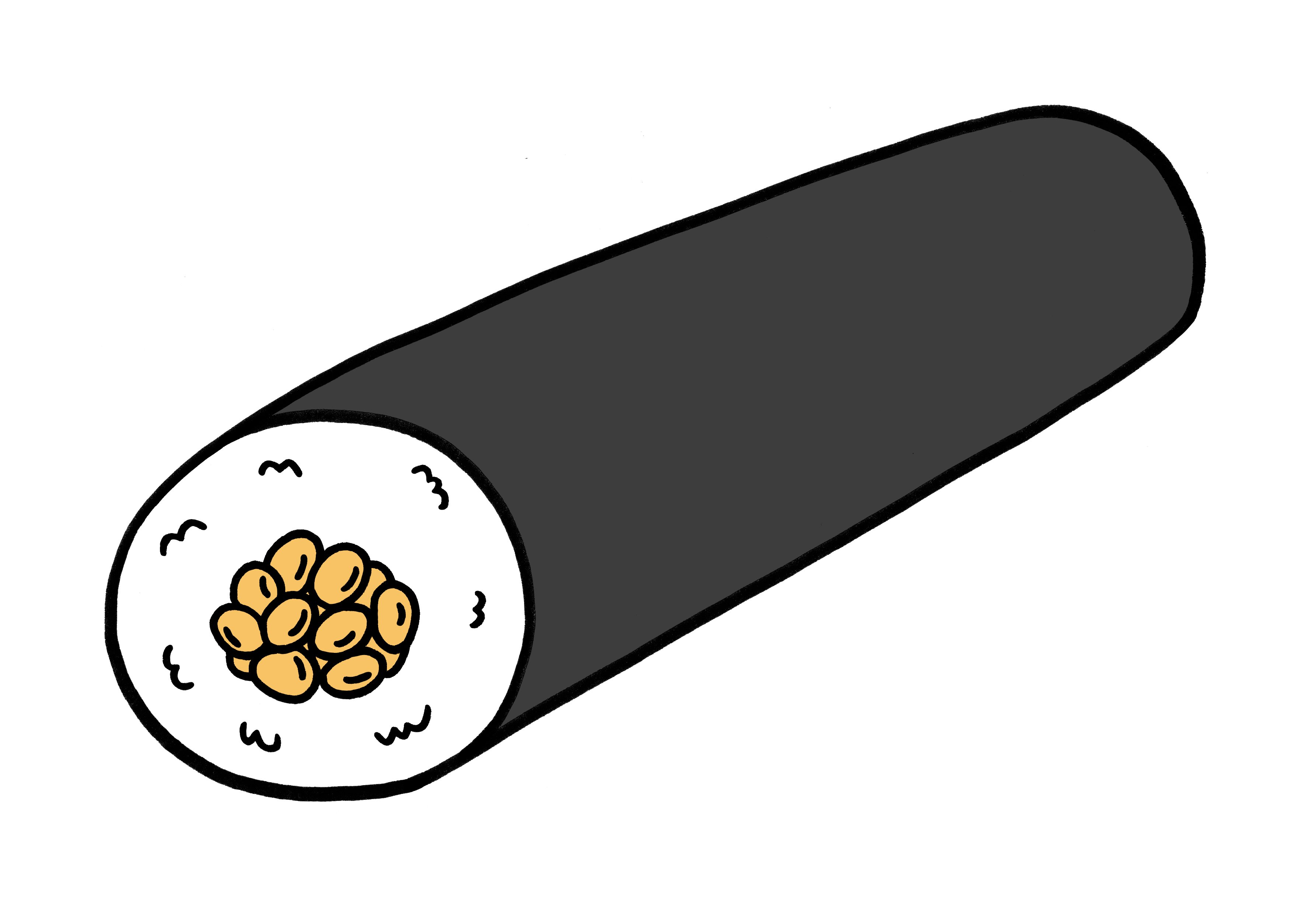 今日のイラスト178 大豆の恵方巻き 矢本マヒロ Note 今日のイラスト178 大豆の恵方巻き 矢本マヒロ Note