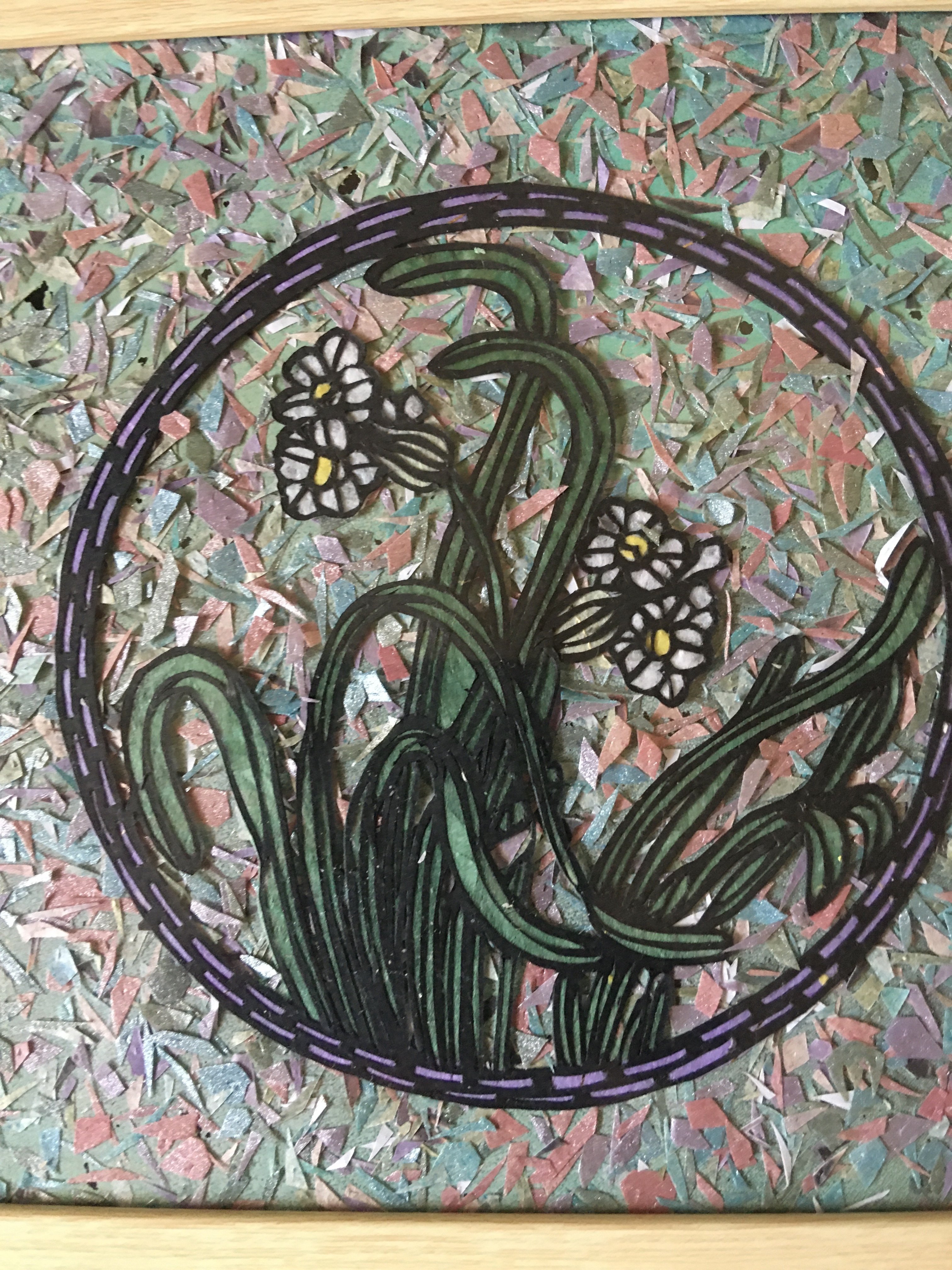 切り絵アート 水仙と蒔絵風 Frau Schnitt Note 切り絵アート 水仙と蒔絵風 Frau Schnitt Note