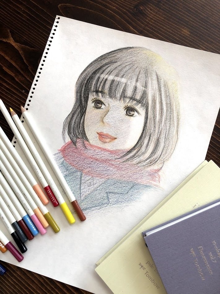 色鉛筆画  少女