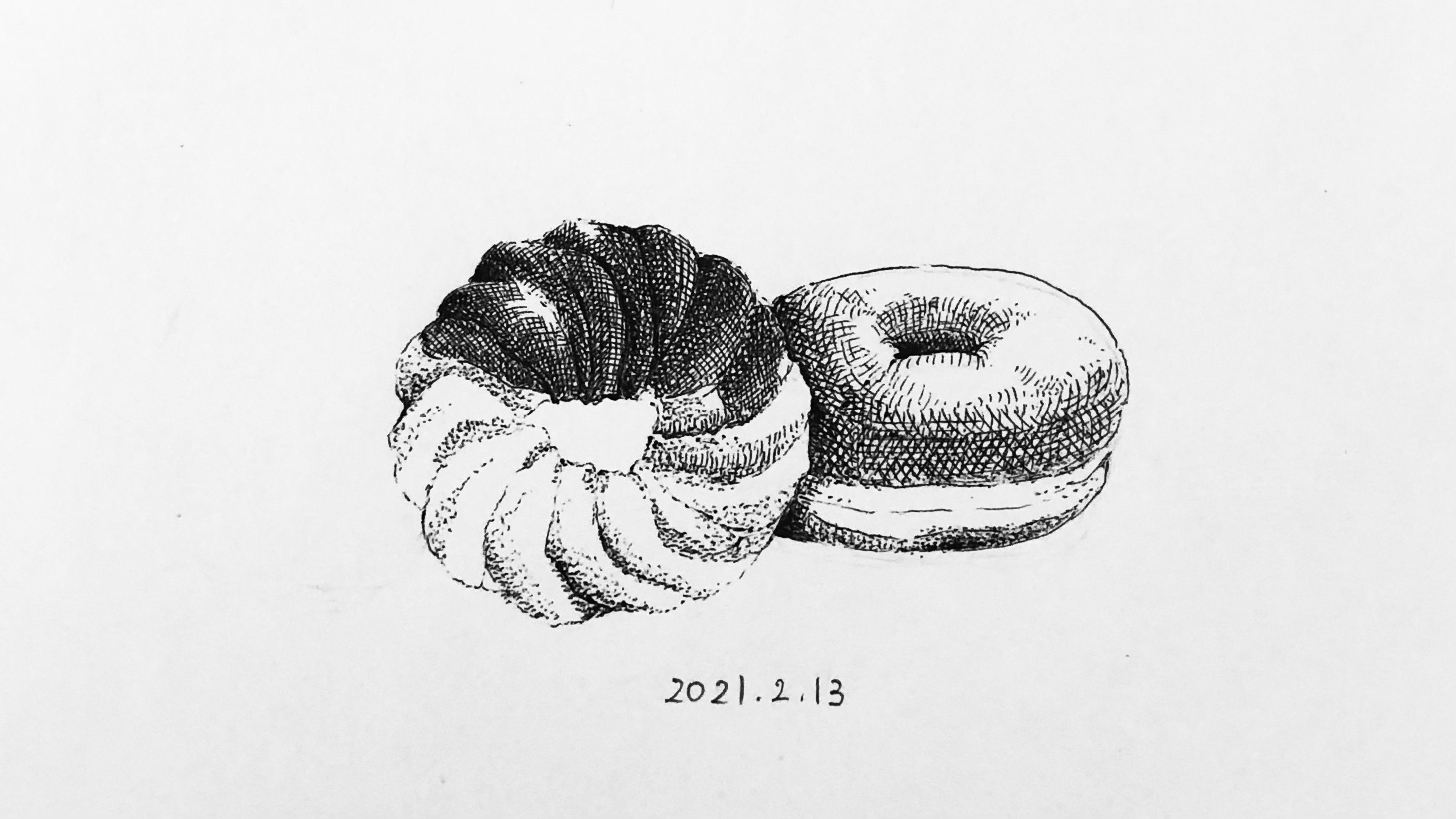 ボールペンイラスト ドーナツ ねるこ ボールペン画 Note