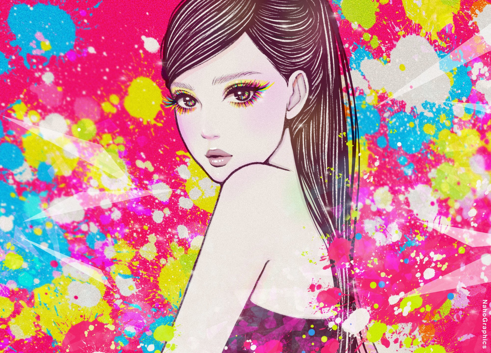 カラフルな配色の女性イラスト集｜ソウノナホ ｜Illustrator