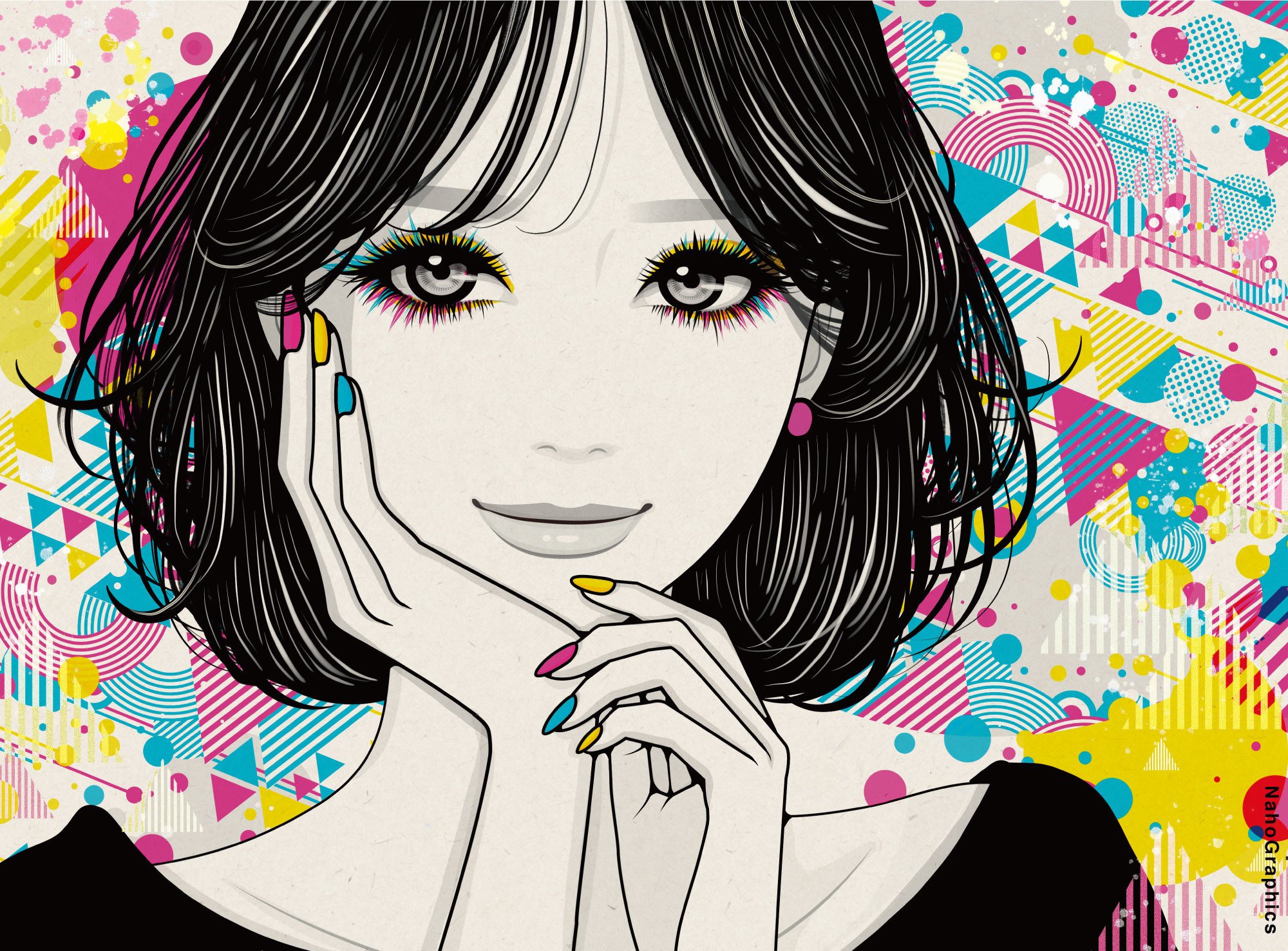 カラフルな配色の女性イラスト集｜ソウノナホ ｜イラストレーター