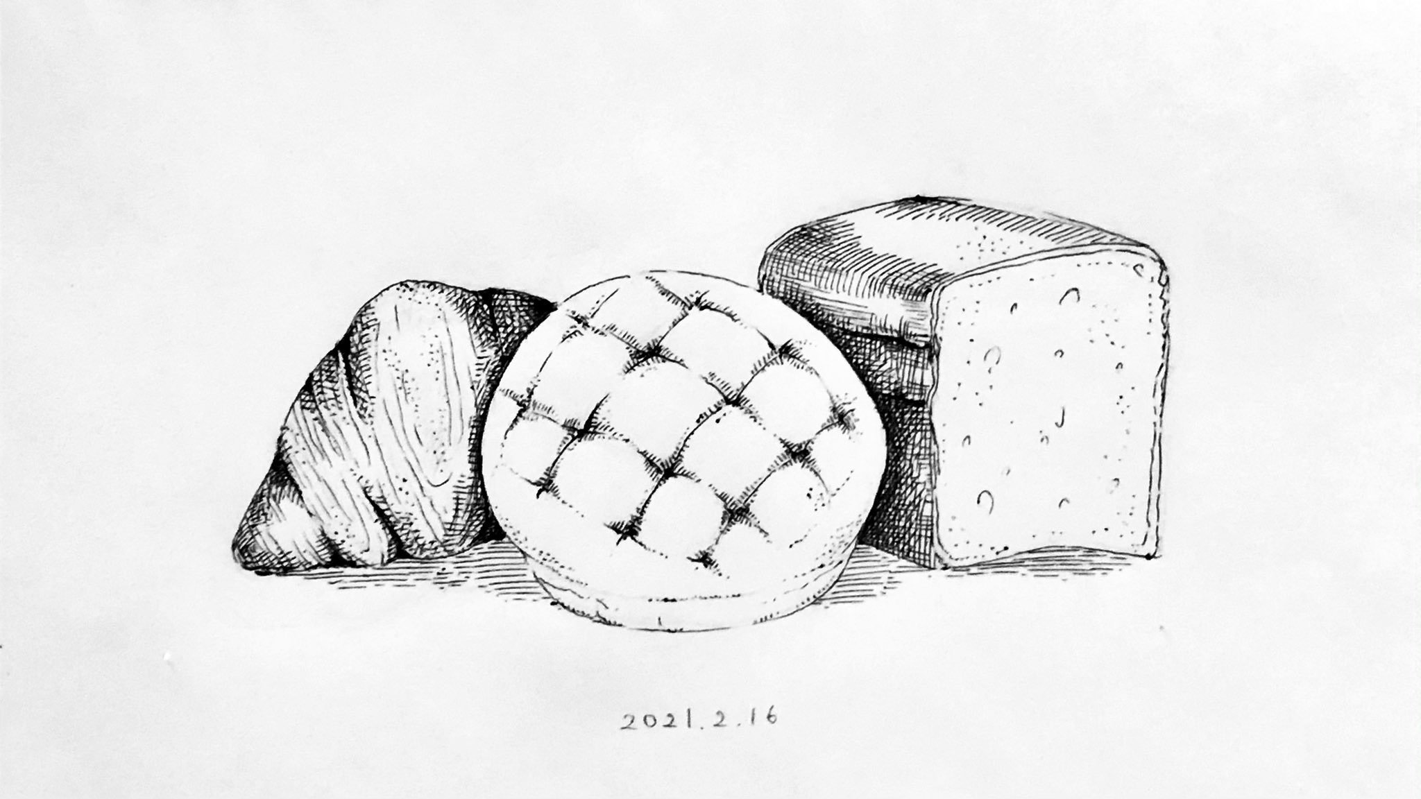 ボールペンイラスト パン ねるこ ボールペン画 Note