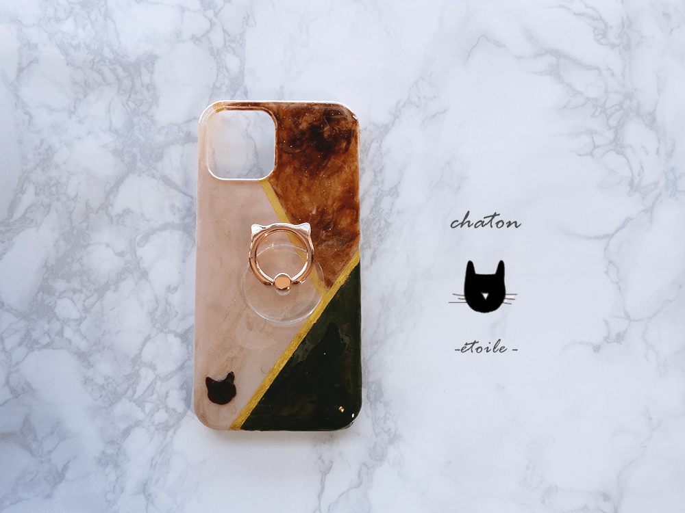 さりげなく猫を取り入れたハンドペイントのスマホケースとスマホリング Etoile Note さりげなく猫を取り入れたハンドペイントのスマホケースとスマホリング Etoile Note