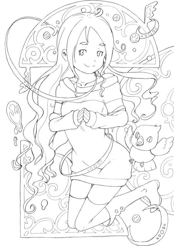 イラスト線画 女の子 かみむらあき Note