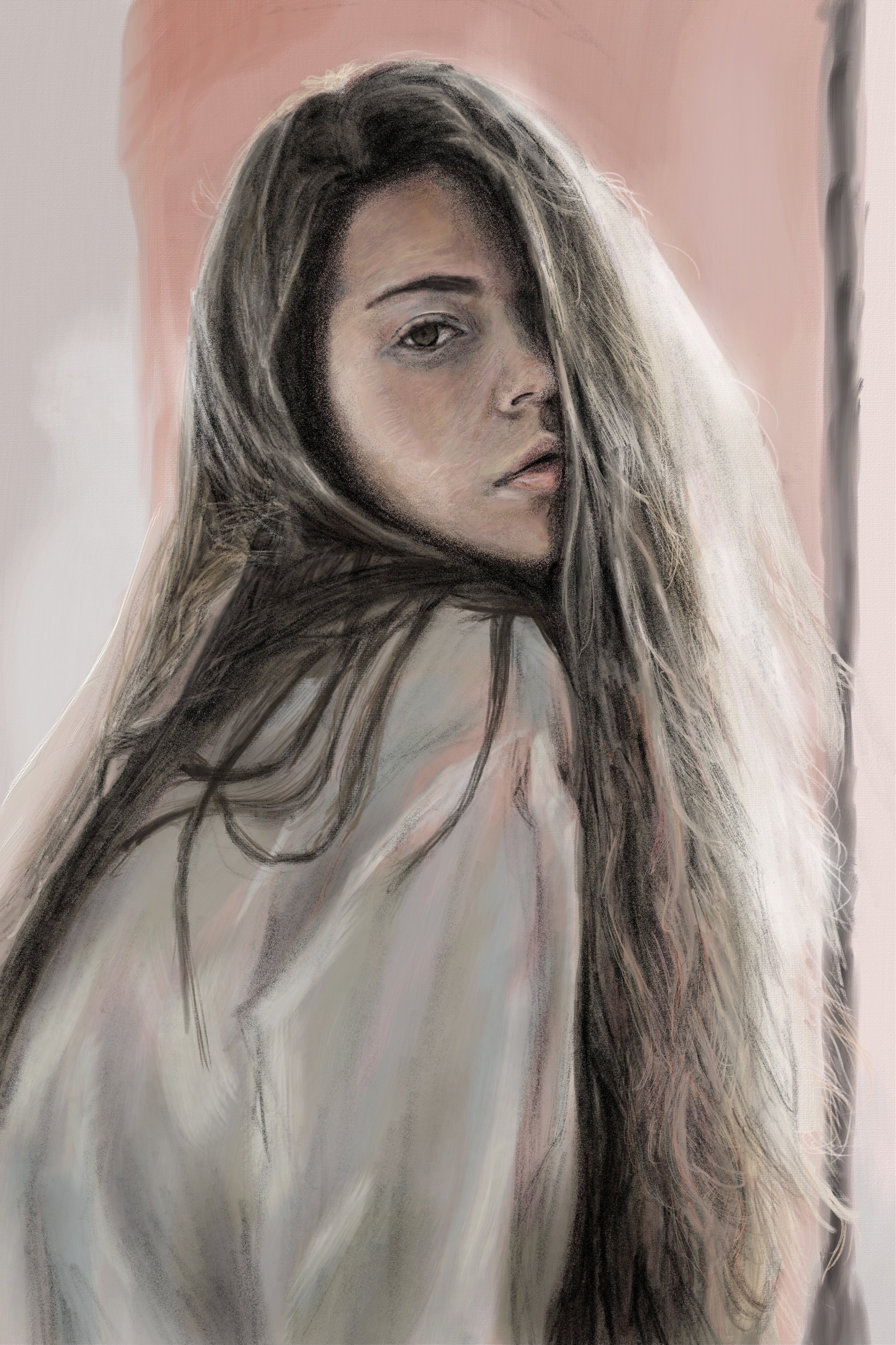 イラスト 光る髪の女性 るりりん お絵描きノート Note