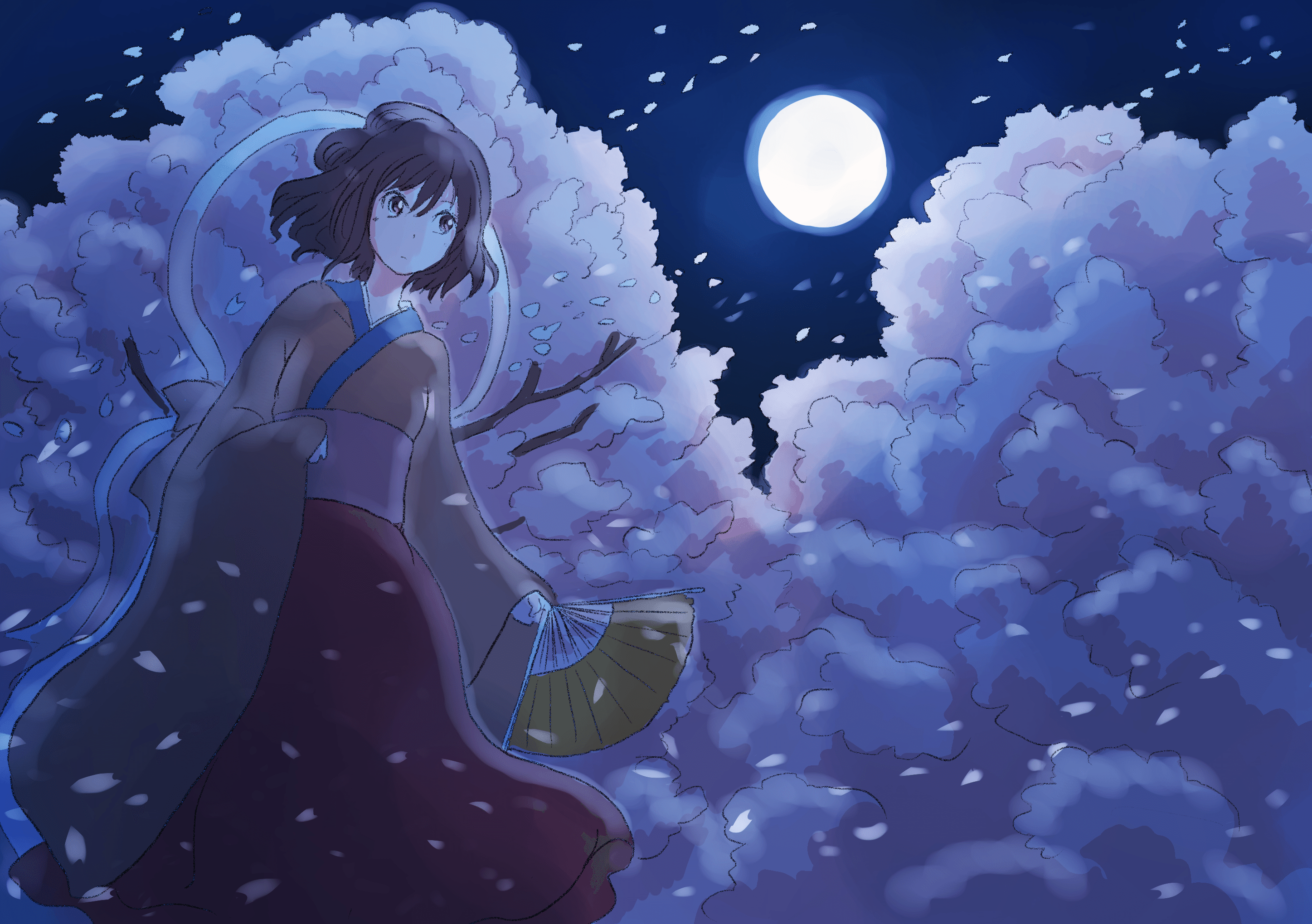 夜桜と月 Auzenismo 羽雲けむ Note