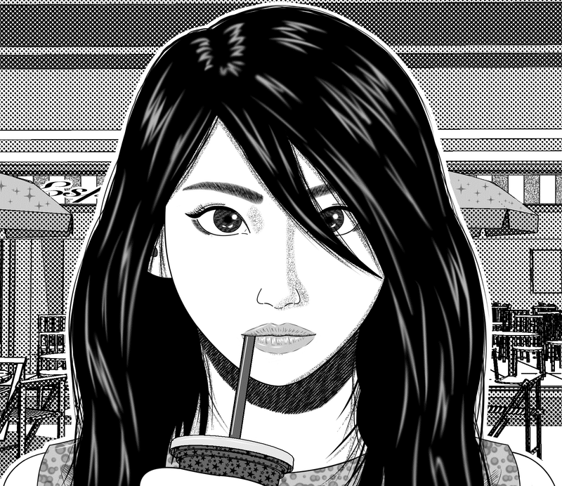 オリジナルモノクロイラスト ドリンク ペンギン1号 Note