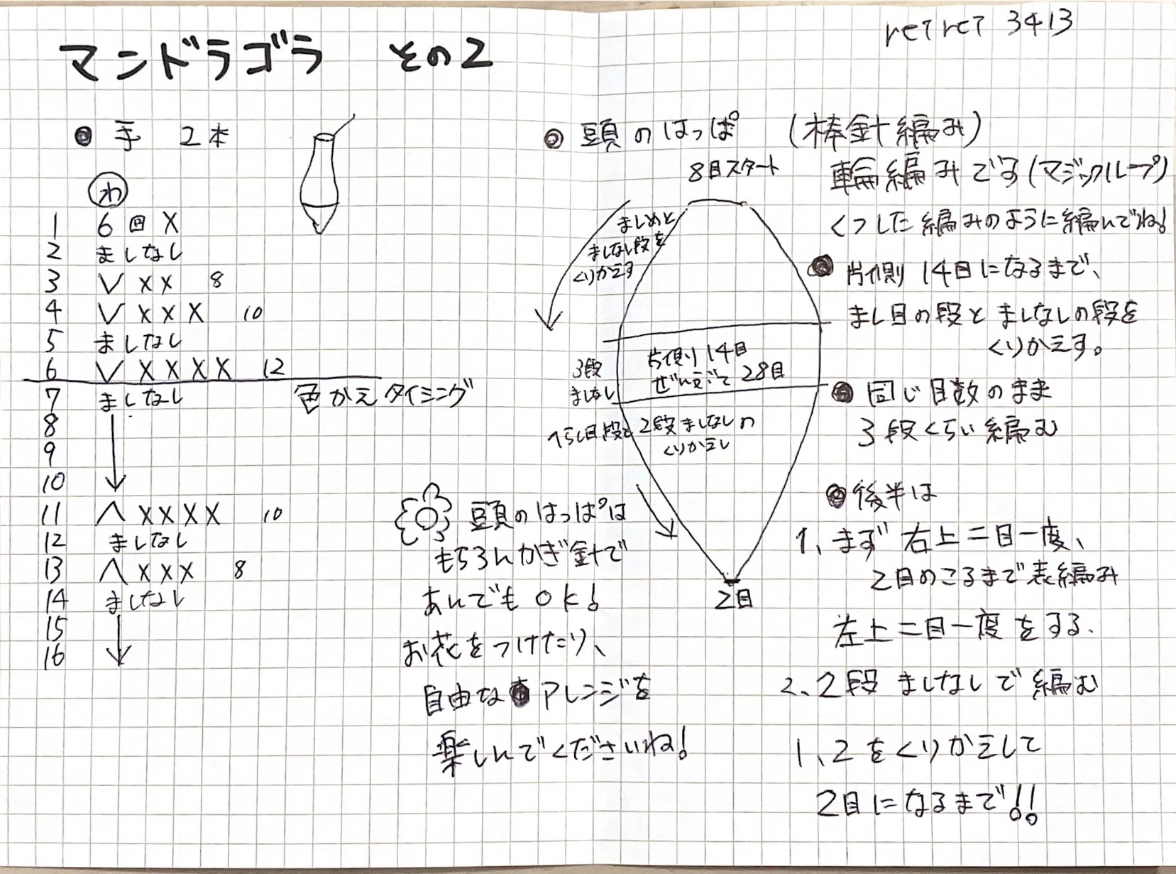 マンドラゴラちゃんの編み方｜reirei3413