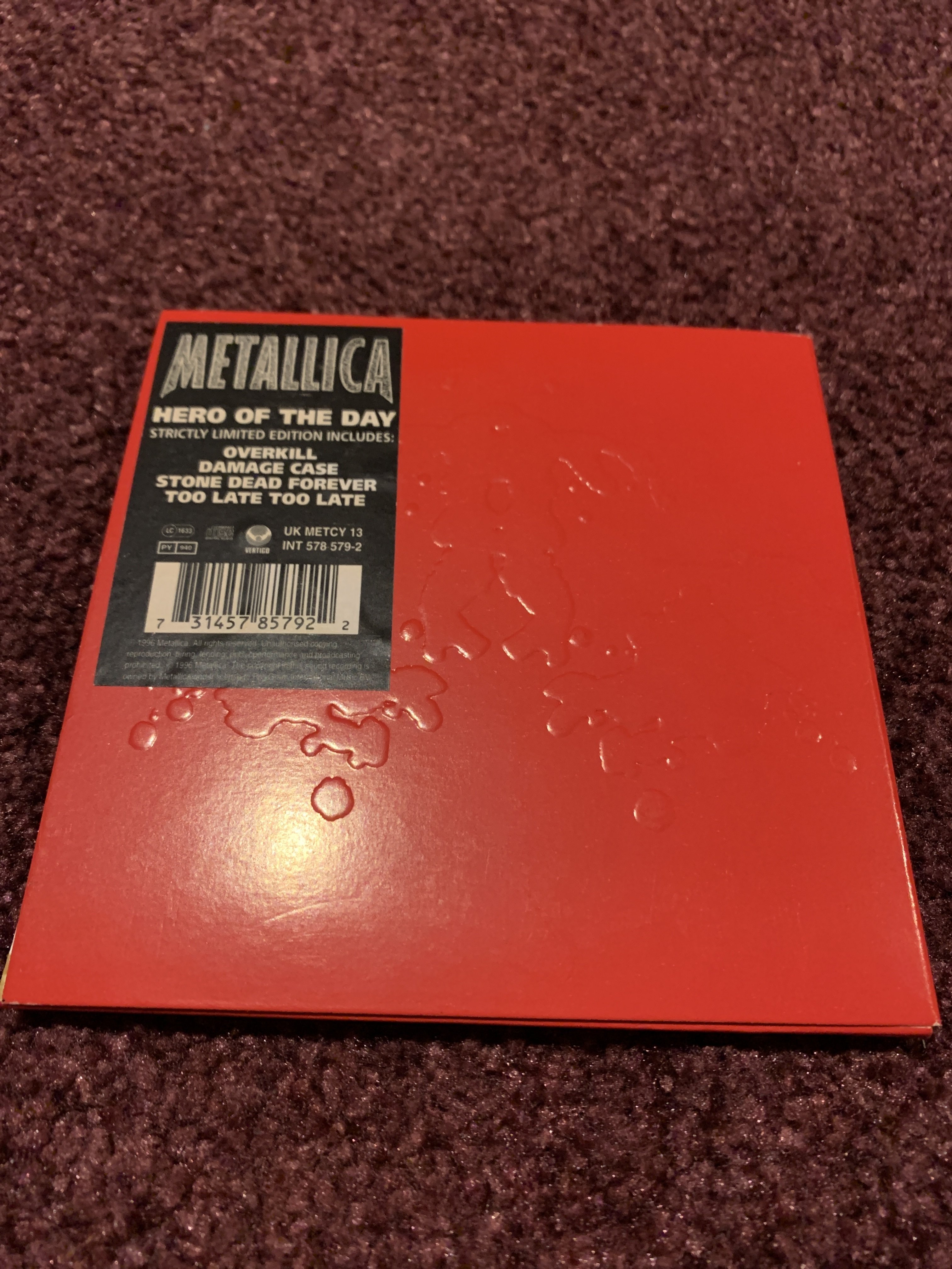 No.00075 Metallica – Hero Of The Day Vertigo METCY 13 578 579-2