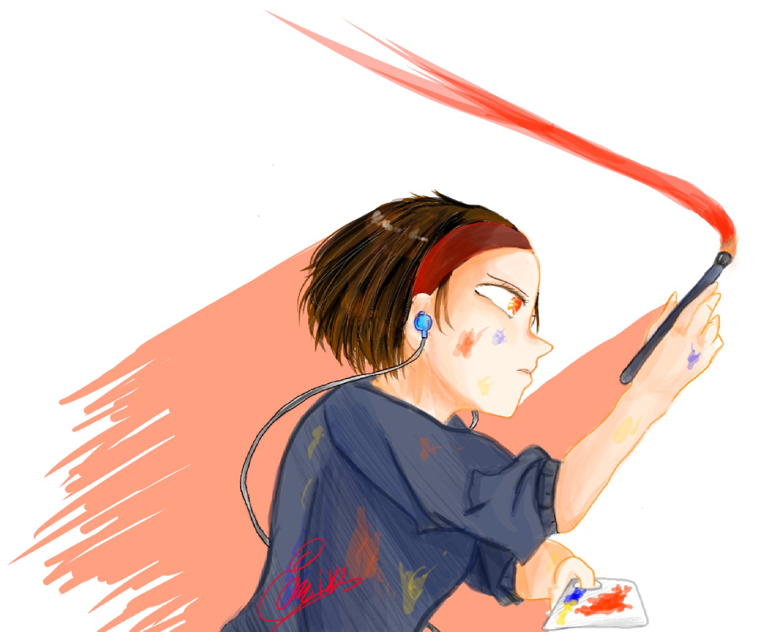 音楽を聴きながら絵を描く女の子 御神酒蜜柑 イラスト 小説 歌ってみた投稿中 呪術本誌勢 Note