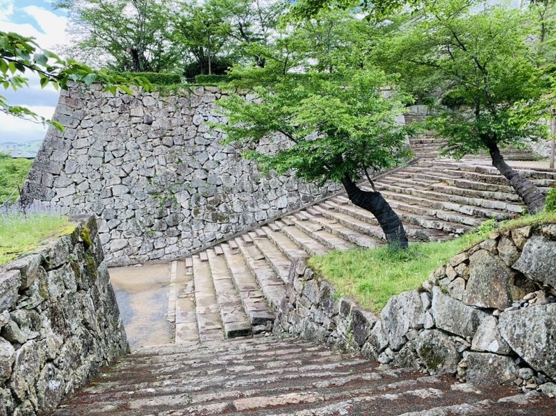 森蘭丸の弟、森忠政が、慶長9年（1604）から元和2年（1616）まで13年をかけて築城した平山城。本丸、二の丸、三の丸を雛壇状に配した「一二三段」とよばれる高石垣の重なりが圧巻。https://www.city.tsuyama.lg.jp/city/index2.php?id=3449