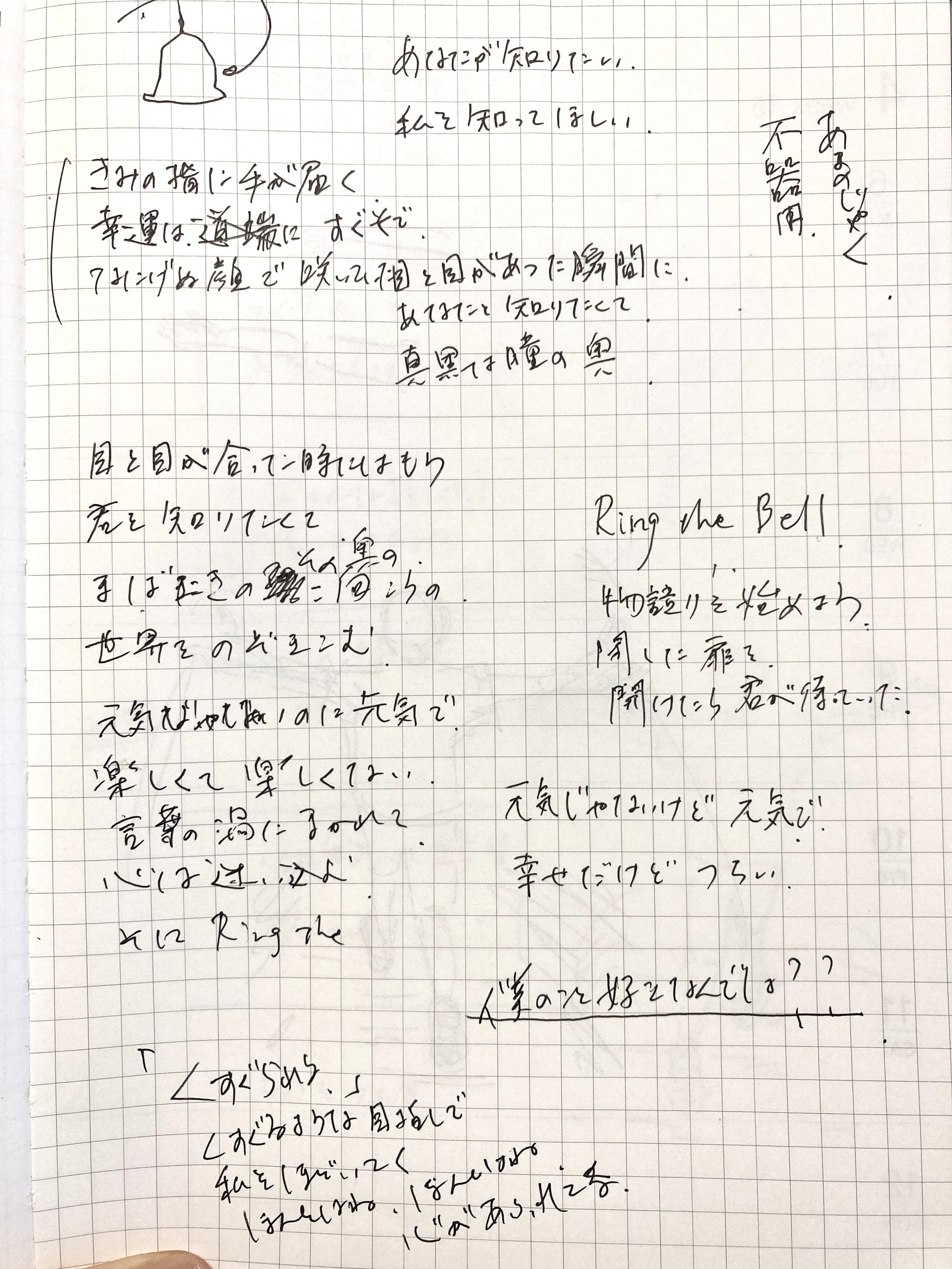 Ring The Bell 歌詞ラフ案 Dew Note