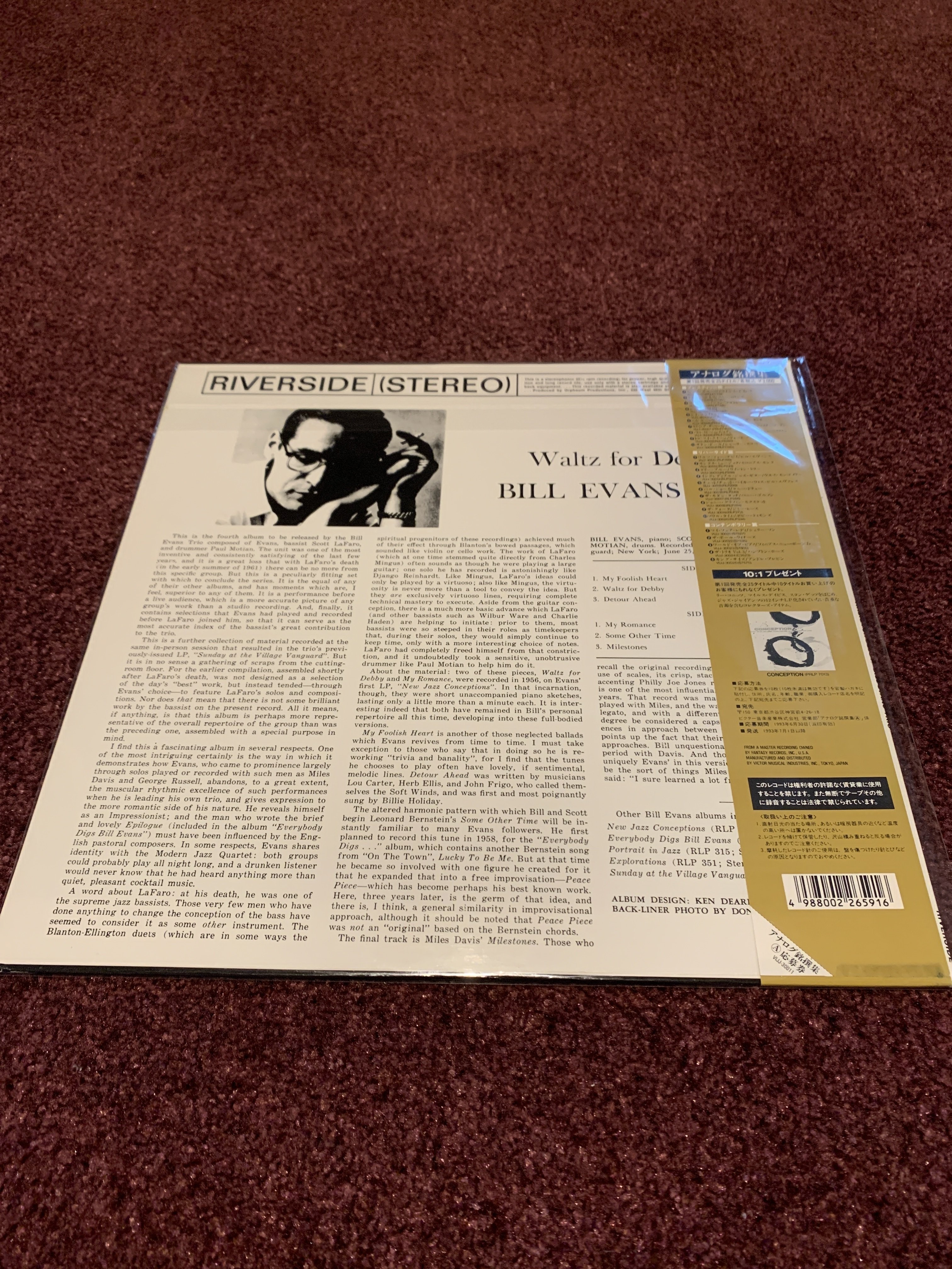 No.00097 Bill Evans Trio – Waltz For Debby Riverside Records VIJJ 