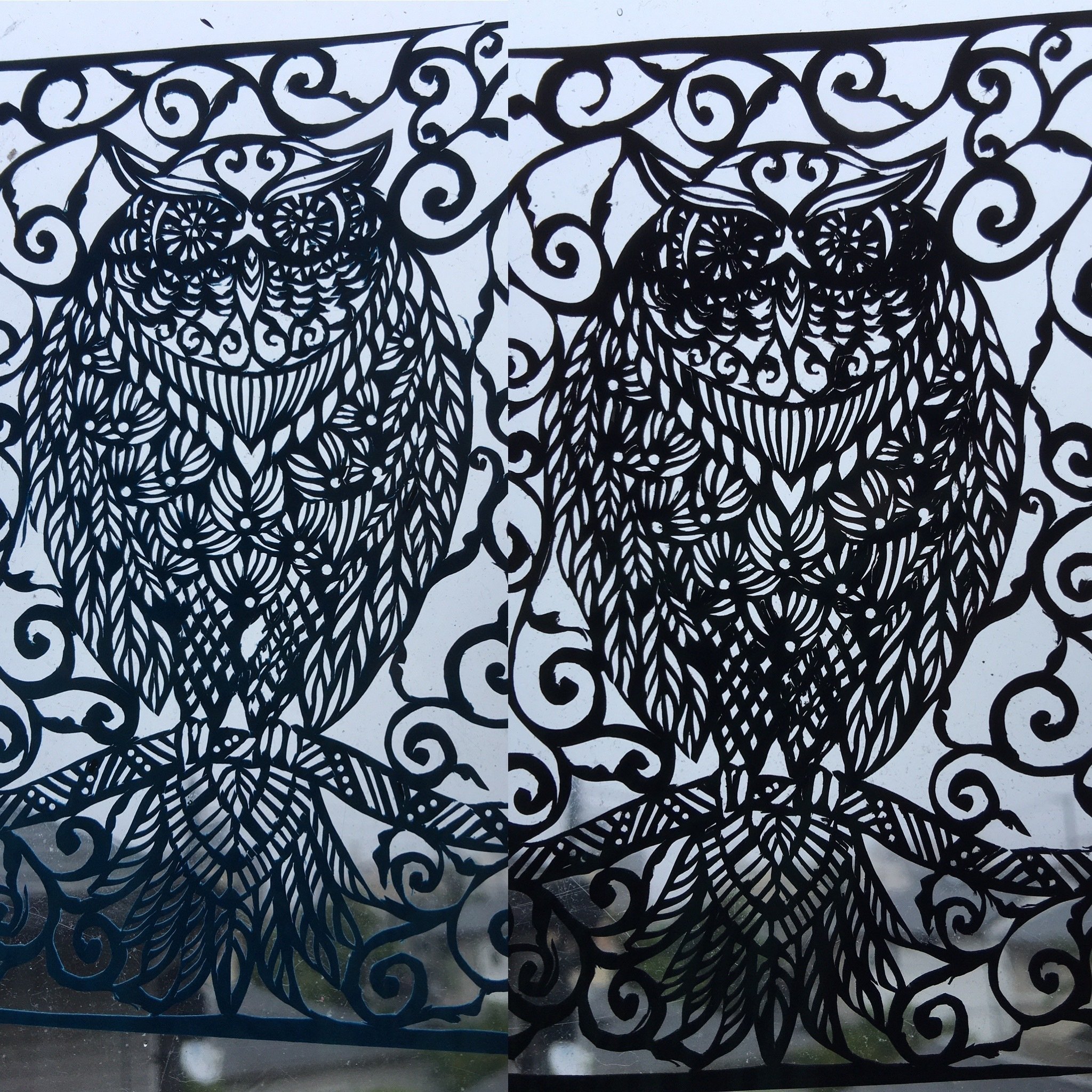 ふくろう フクロウ 梟 押花 押し花 切り絵 アップリケ