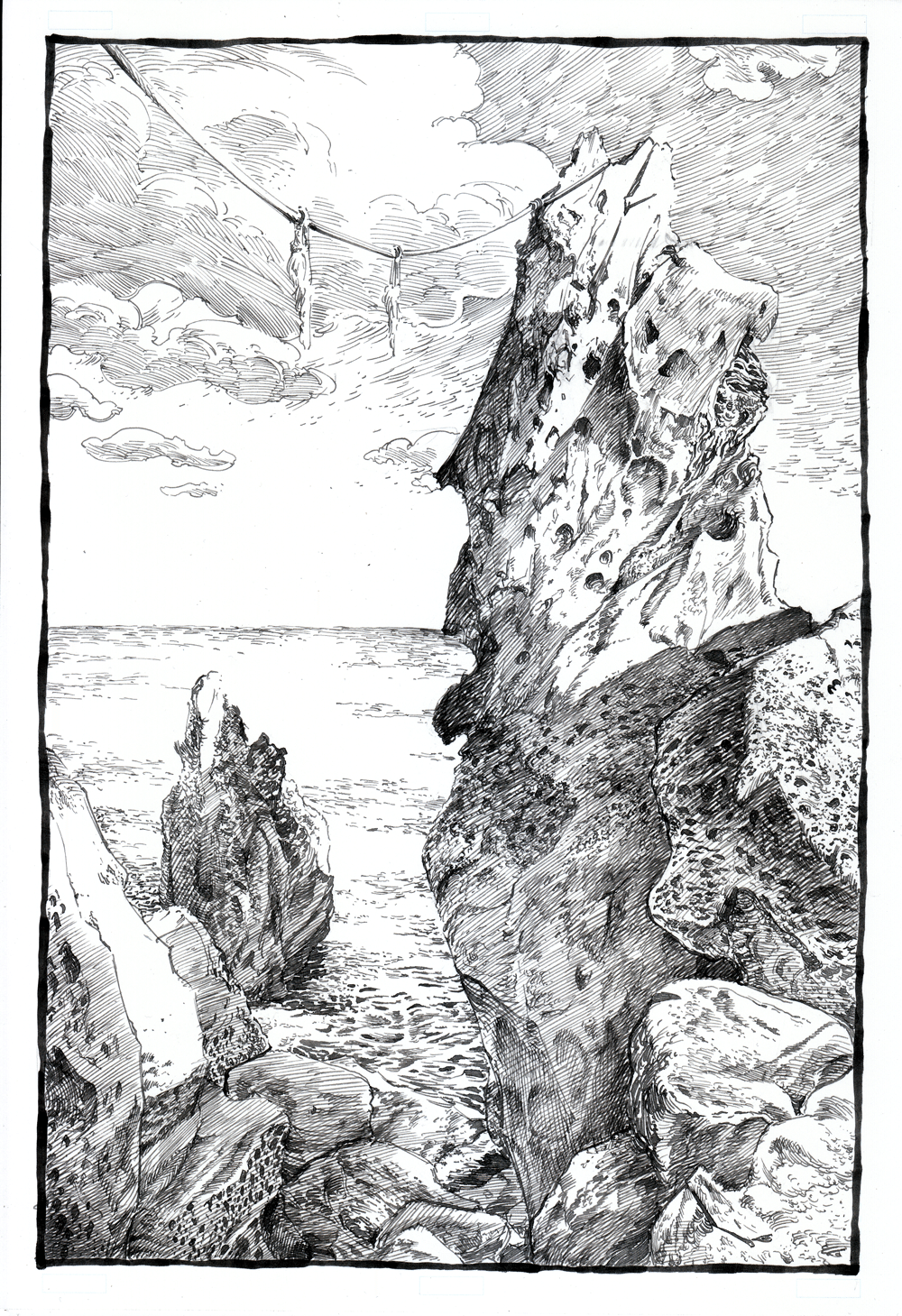 夫婦岩 他人様のお写真を描く ２ 梅熊大介 Note