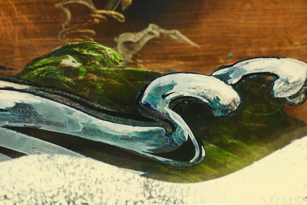 例の神様、2つの技法で描いてみた。 短夜#13（多層ガラス絵）、短夜#50