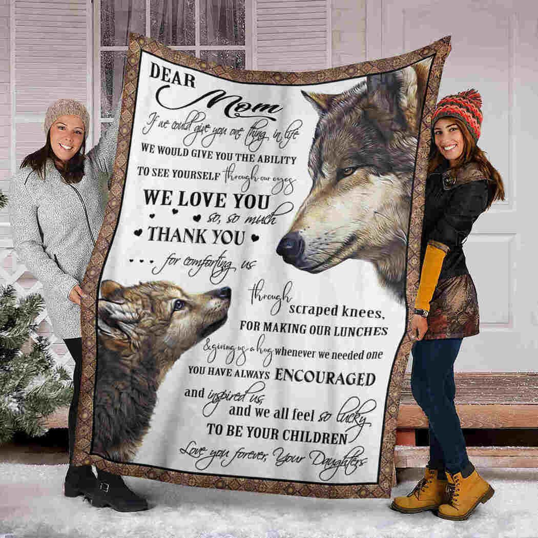 Dear Mom Blanket Grey Wolf Thank You Blanket｜Hubmoonprint