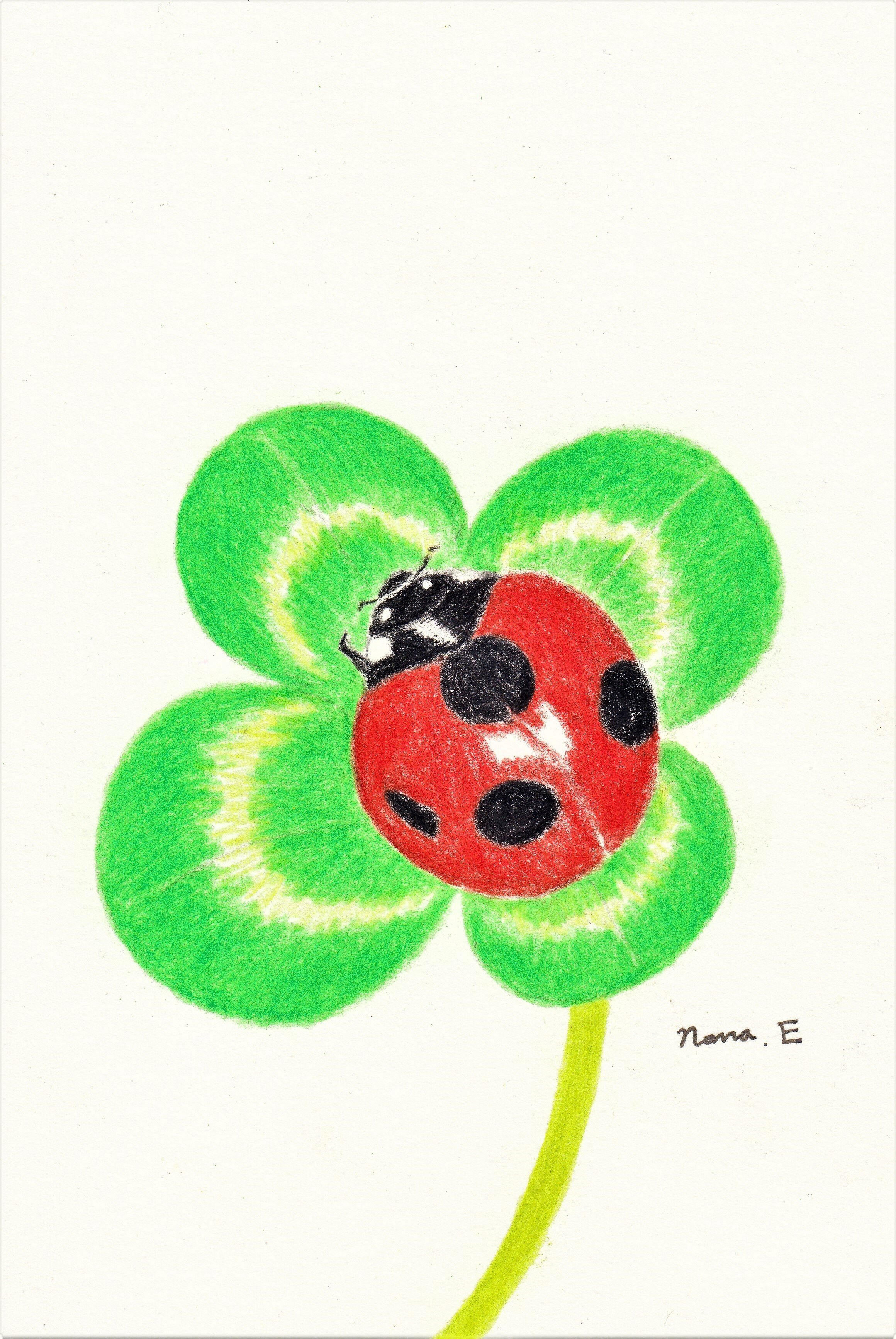 No 042 テントウムシと四葉のクローバー Nana Note