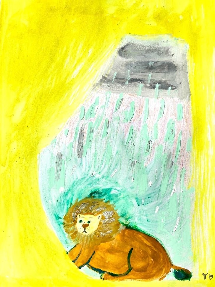 今日の水彩画 ねこライオンとみどり雨 Yukio Note 今日の水彩画 ねこライオンとみどり雨 Yukio Note