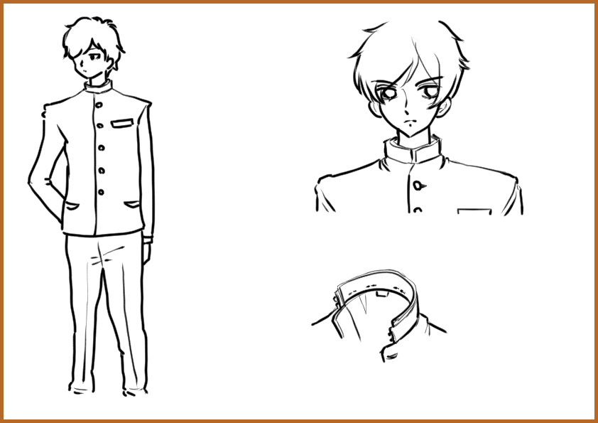 初級コース３ １男子高校生の制服の描き方の練習 ナツメ Note