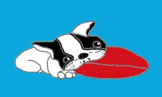 ボストンテリア ｐｃマウスでイラスト描いてみた イラスト 犬のしっぽヤモリの手 Note