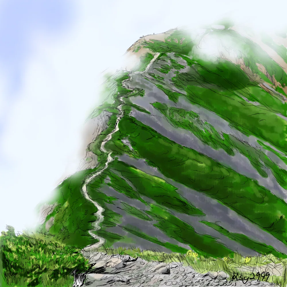 【真作】絵画　福原三郎　パステル画　初夏の白馬連峰　山岳風景画　Z99 真作】絵画 福原三郎 パステル画 初夏の白馬連峰 山岳風景画 Z99 絵画