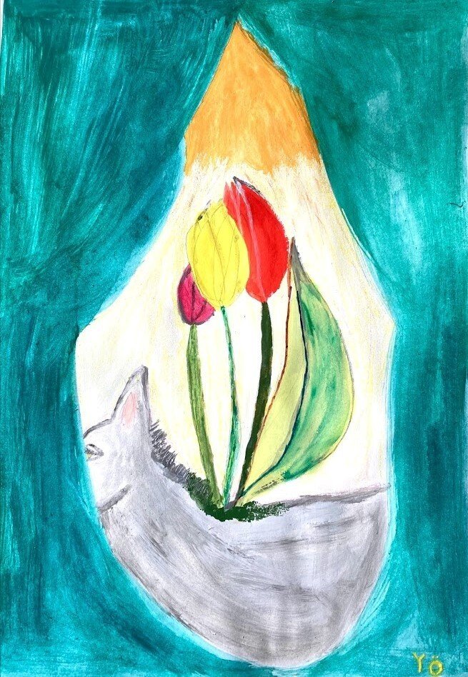 今日の水彩画 チューリップのロバ Yukio Note