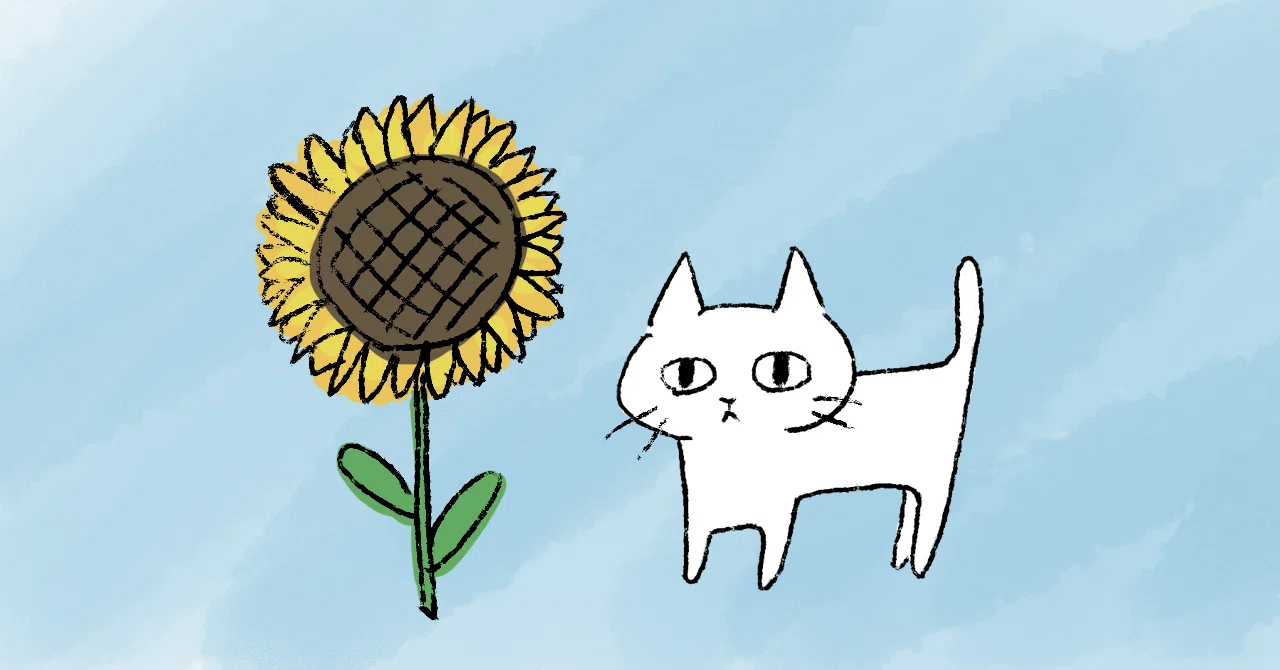 今日のイラスト ひまわりとねこ｜kitako｜note