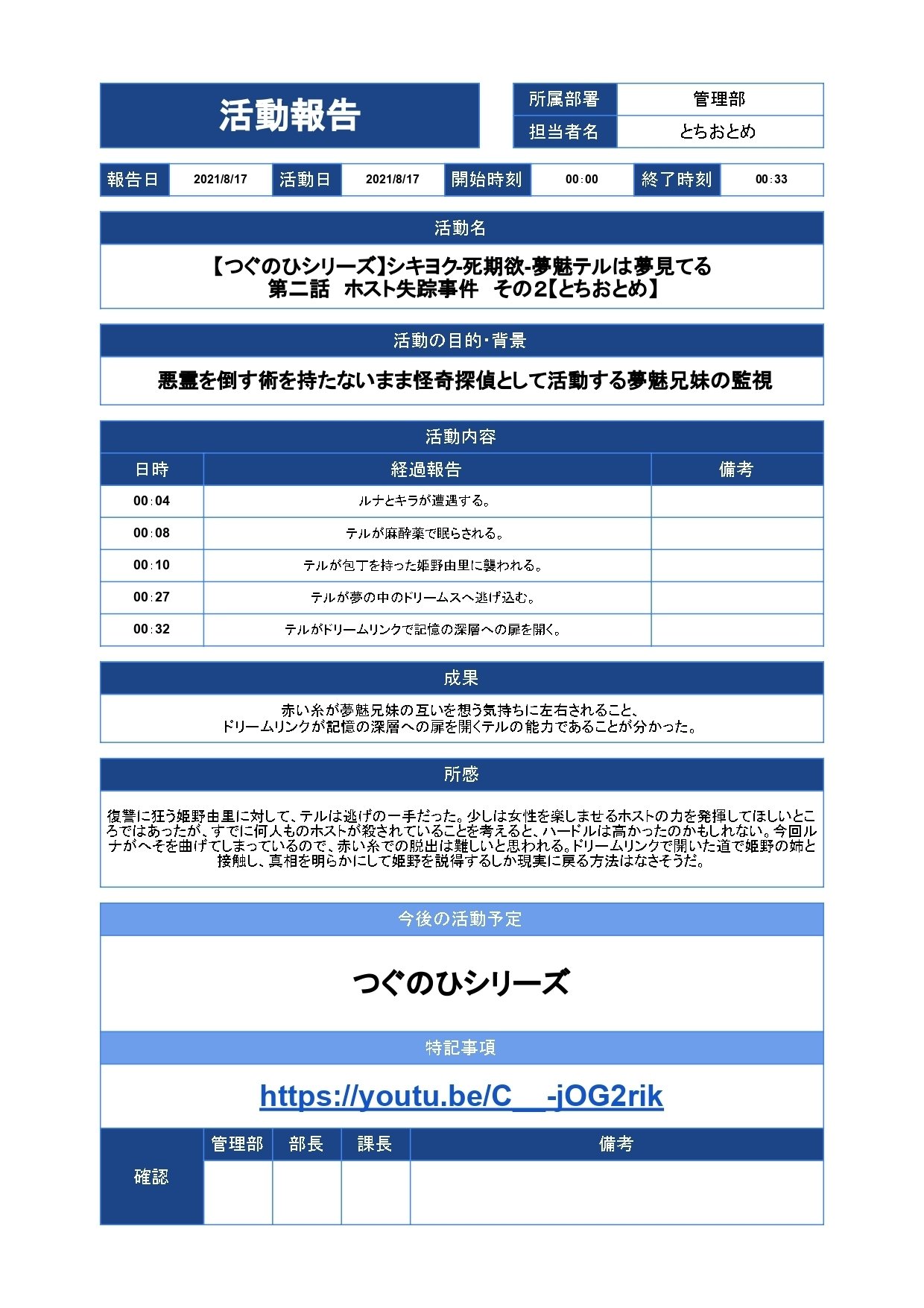 つぐのひシリーズ シキヨク 死期欲 夢魅テルは夢見てる 第二話 ホスト失踪事件 その2 とちおとめ 活動報告書 とちおとめ Note つぐのひシリーズ シキヨク 死期欲 夢魅テルは夢見てる 第二話 ホスト失踪事件 その2 とちおとめ 活動報告書 とちおとめ Note