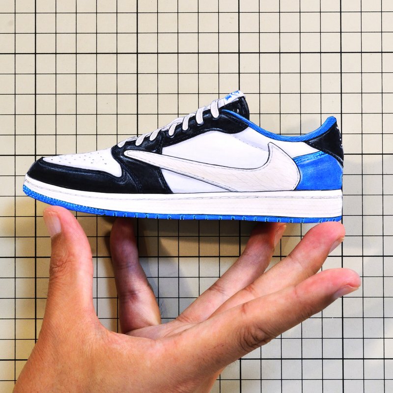 Shoes：01730 “Travis Scott × fragment design × Nike” Air Jordan 1 Low OG SP Military Blue 