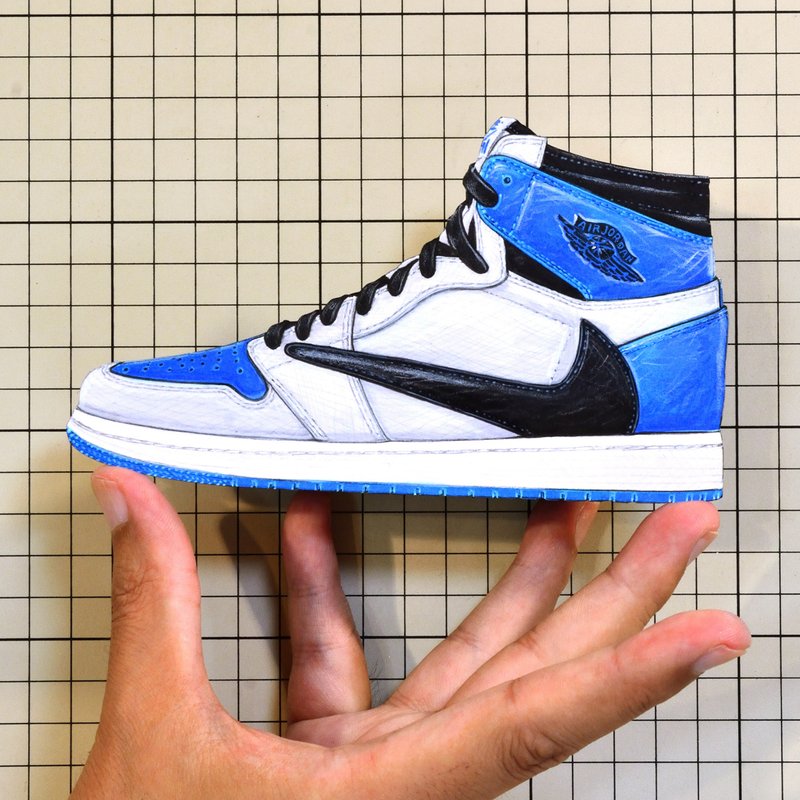 Shoes：01731 “Travis Scott × fragment design × Nike” Air Jordan 1 Retro High OG SP Military Blue 
