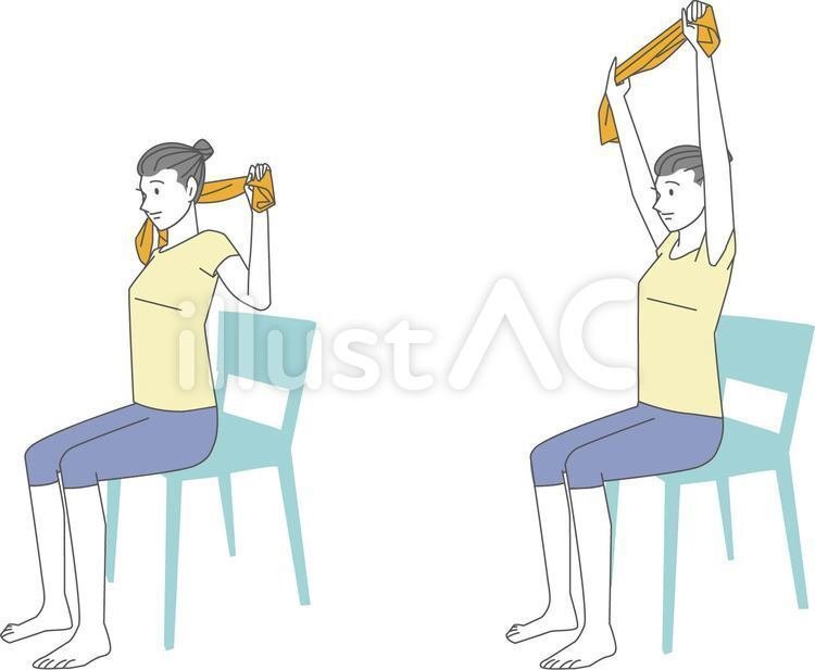 新作 イラスト無料材 タオルストレッチ 肩こり解消 肩甲骨はがし 無料 イラスト無料提供中 一部有料 Note