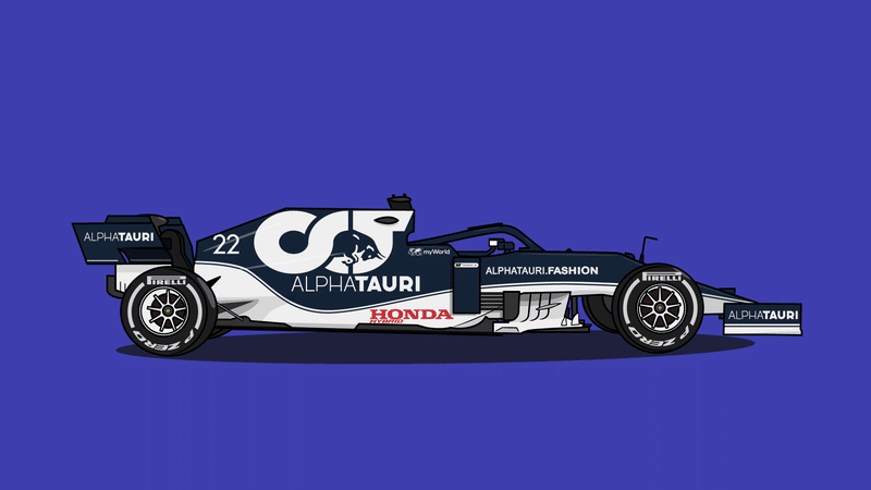 F1アルファタウリホンダAT02をIllustratorで描いてみました。角田選手、頑張って欲しい！