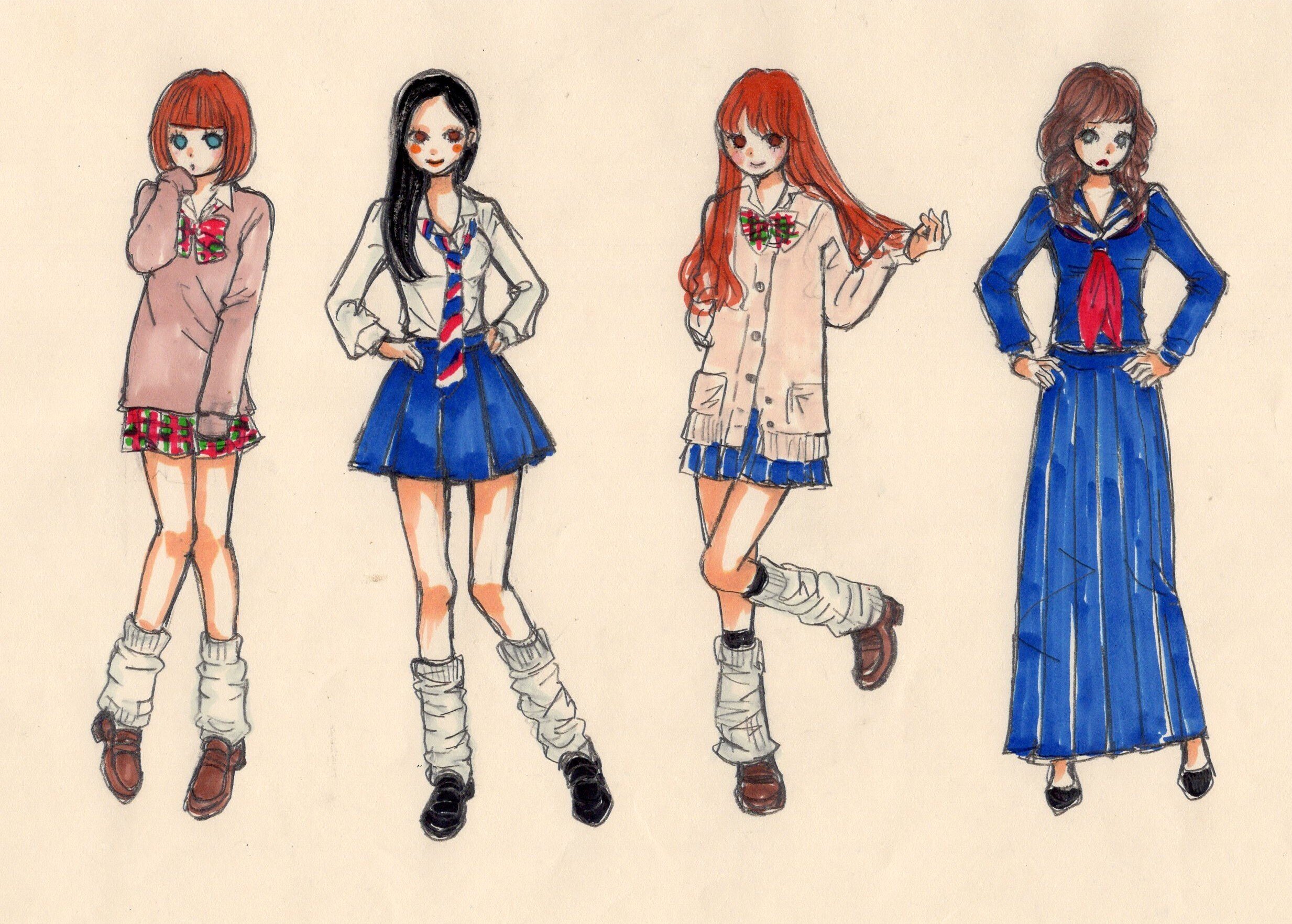 ルーズソックスの女の子 と スケバン風の女の子 ぴのこ堂 Note